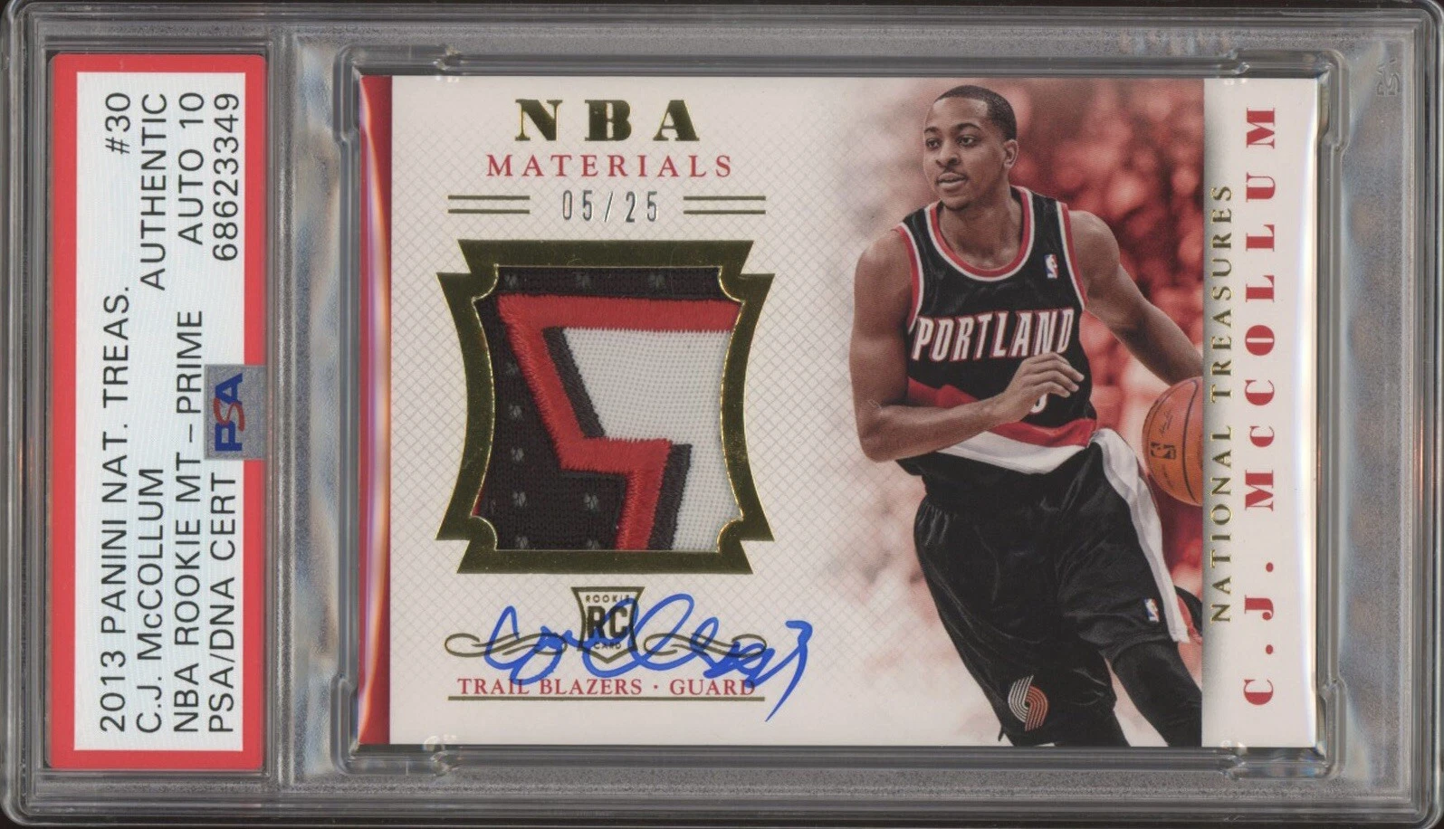 2013 National Treasures CJ McCollum Rookie RPA Prime /25 Psa GEM MINT 10 AUTO RC
