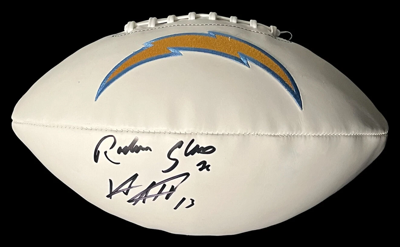 Keenan Allen + Rashawn Slater Signed Auto Los Angeles Chargers Logo Football