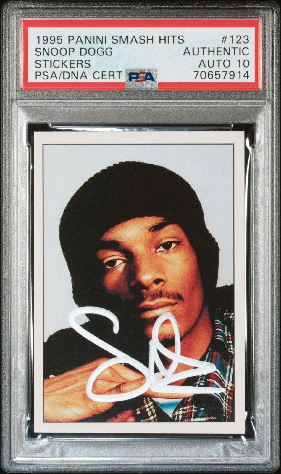 SNOOP DOGG SIGNED 1995 PANINI SMASH HITS ROOKIE CARD #123 PSA GEM MINT 10 AUTO COLLECTIBLE MEMORABILIA