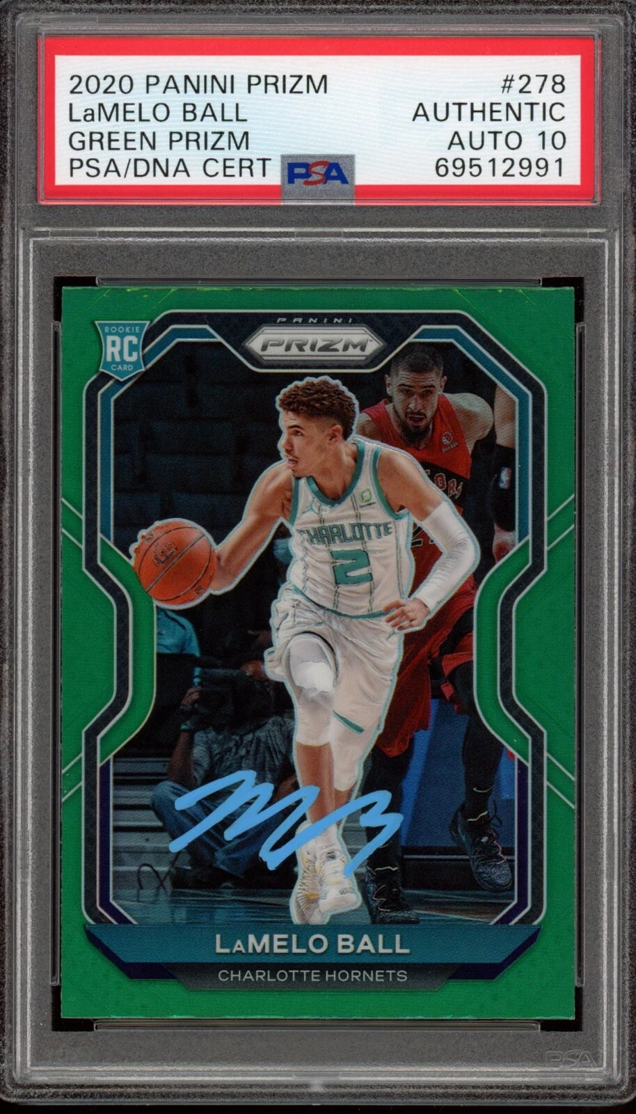 2020 Panini Prizm #278 LaMelo Ball Green Prizm Rookie Card Psa GEM MINT 10 AUTO