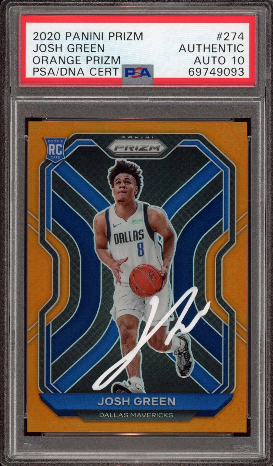 Josh Green Signed 2020 Orange Prizm Rookie Card #274 /49 Psa GEM MINT 10 AUTO RC