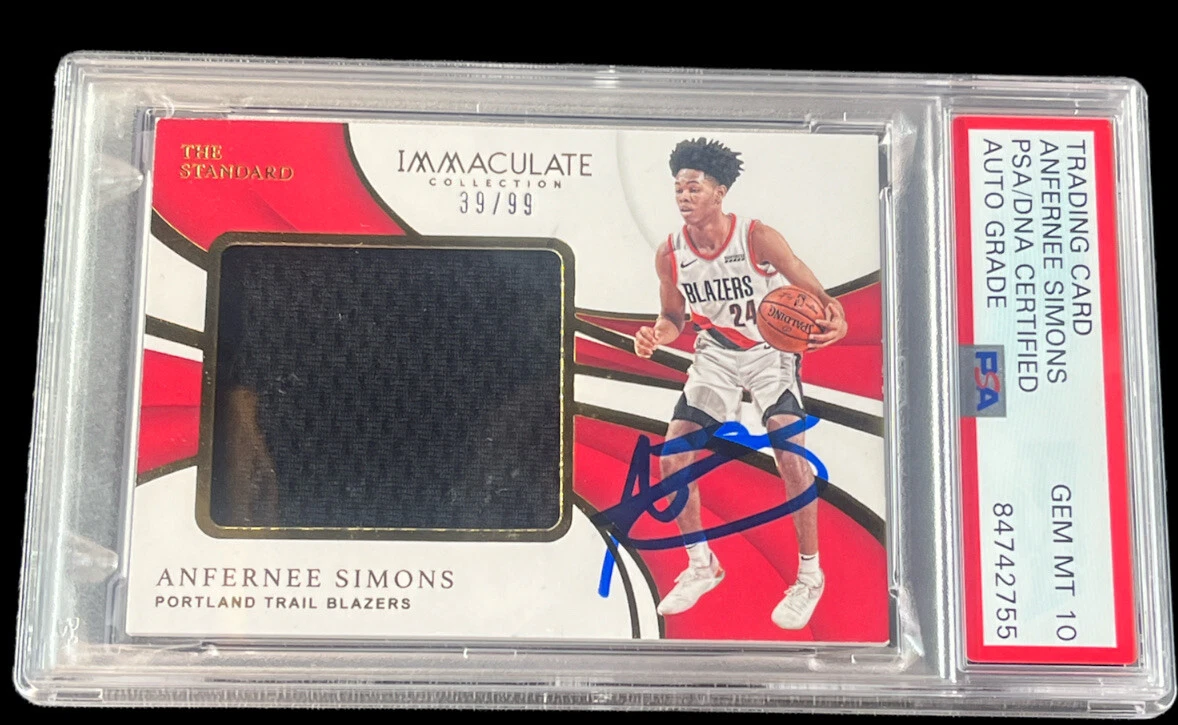 Anfernee Simons Signed 2018 Immaculate The Standard RPA /99 Psa GEM MT 10 AUTO