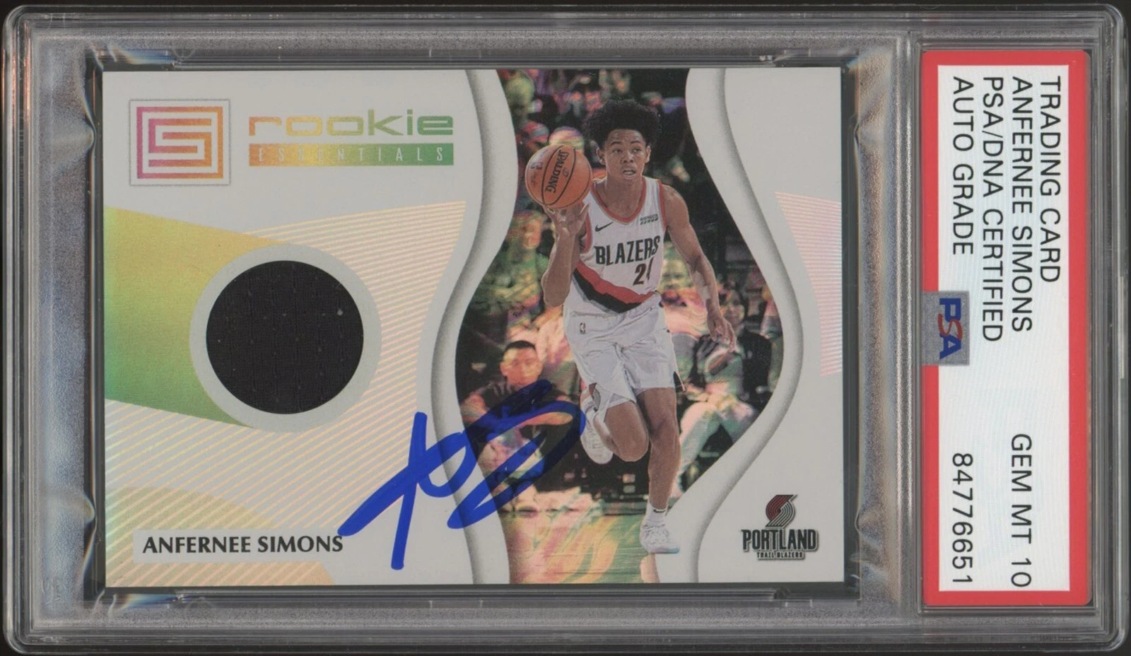 Anfernee Simons Signed 2018 Panini Rookie Status Essentials RPA Psa GEM 10 AUTO