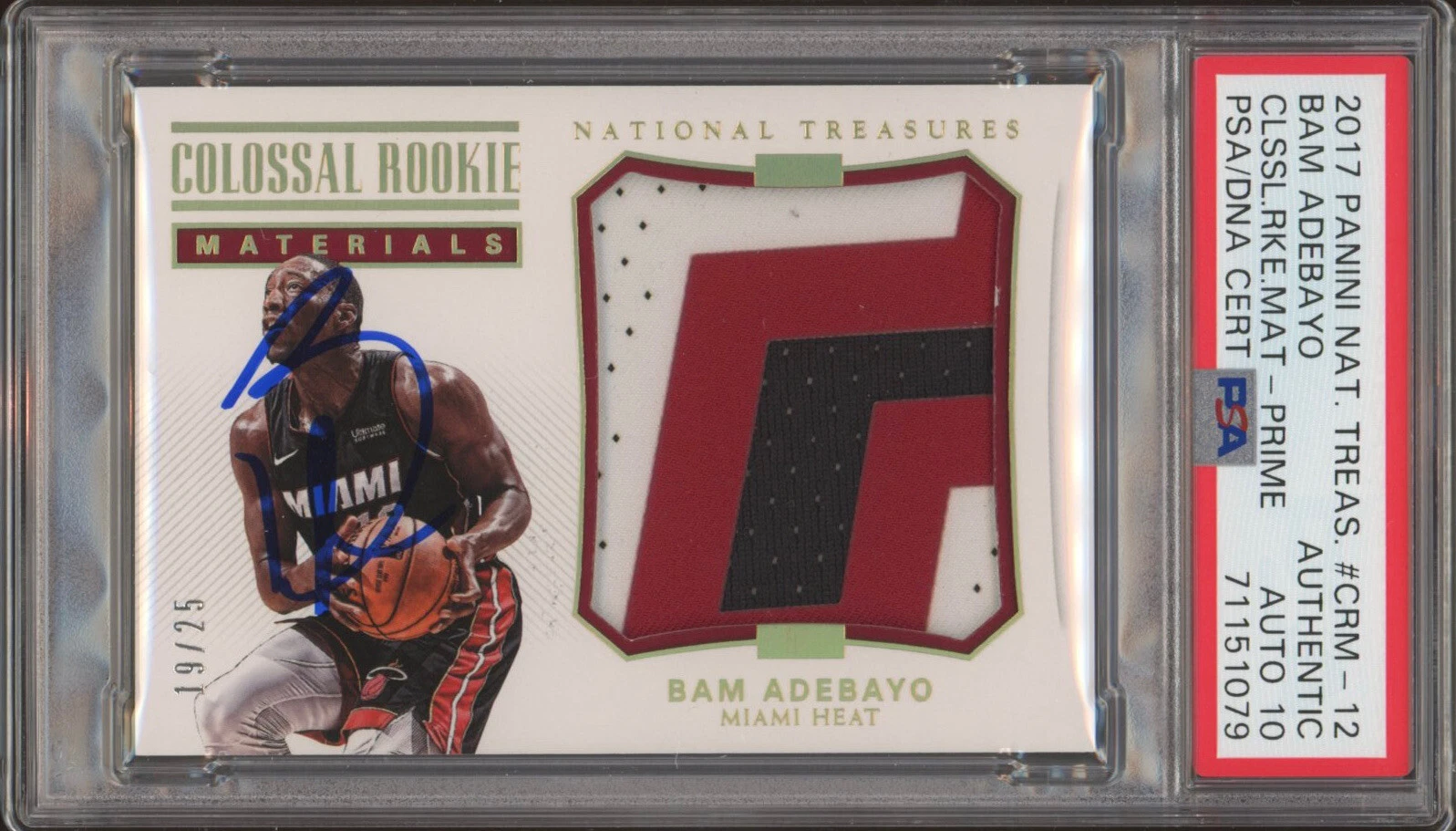 2017 National Treasures Bam Adebayo Rookie Colossal RPA /25 Psa GEM MINT 10 AUTO