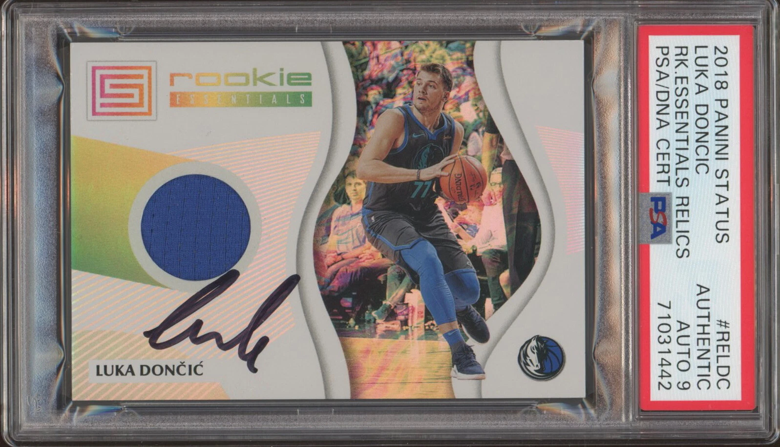 2018 Panini Status Luka Doncic Rookie Essential Relics Psa MINT 9 AUTO LA LAKERS