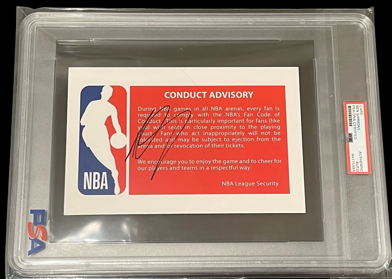 Ben Simmons Signed Autographed NBA Logo Card Psa/Dna Slab Brooklyn Nets #10