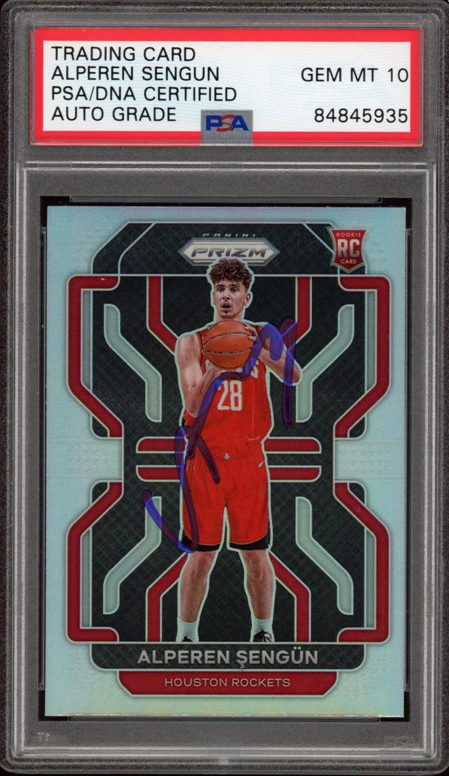 Alperen Sengun Signed 2021 Panini Prizm Silver Rookie Card #318 Psa GEM 10 AUTO