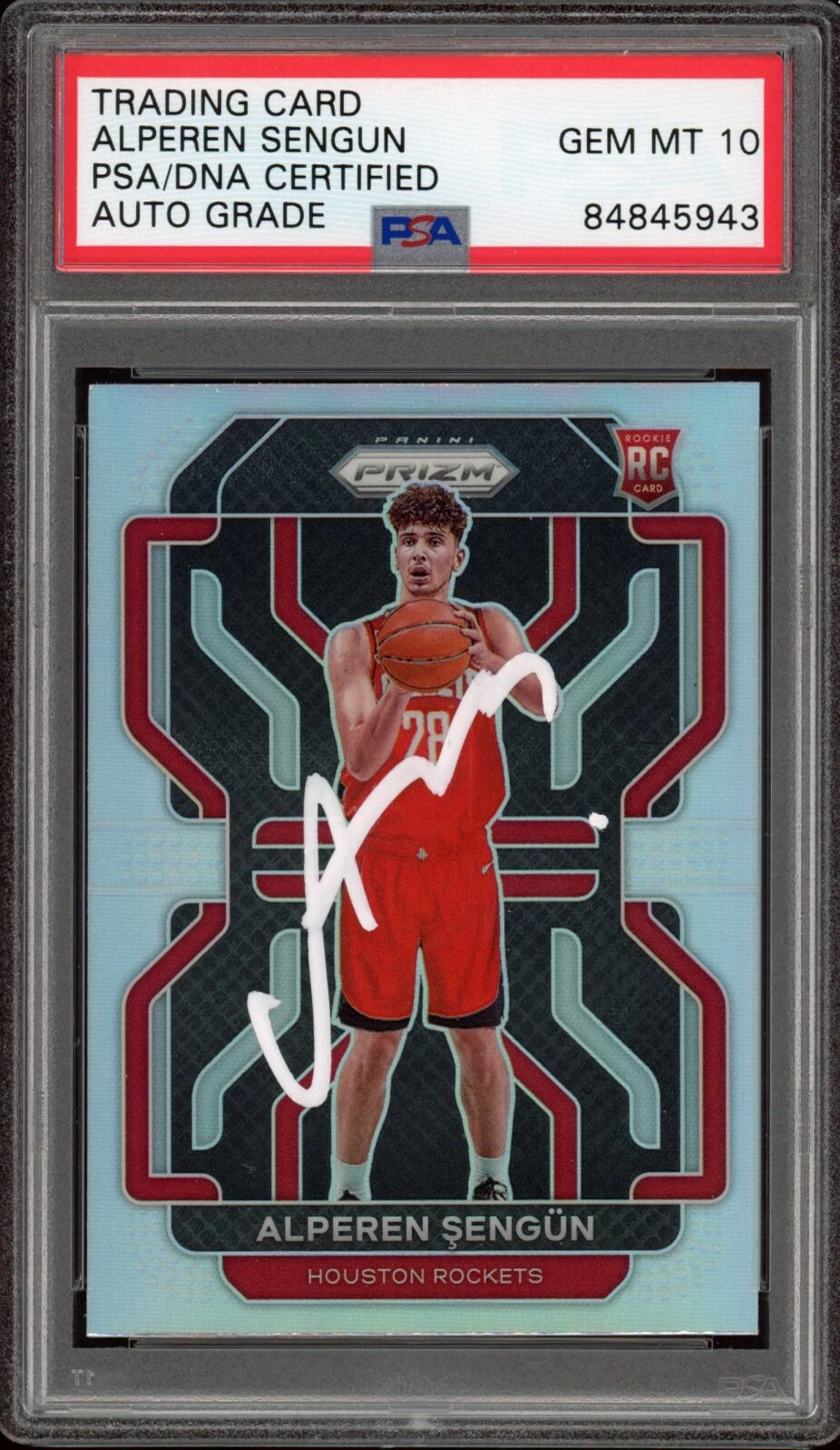 Alperen Sengun Signed 2021 Panini Prizm Silver Rookie Card #318 Psa GEM 10 AUTO