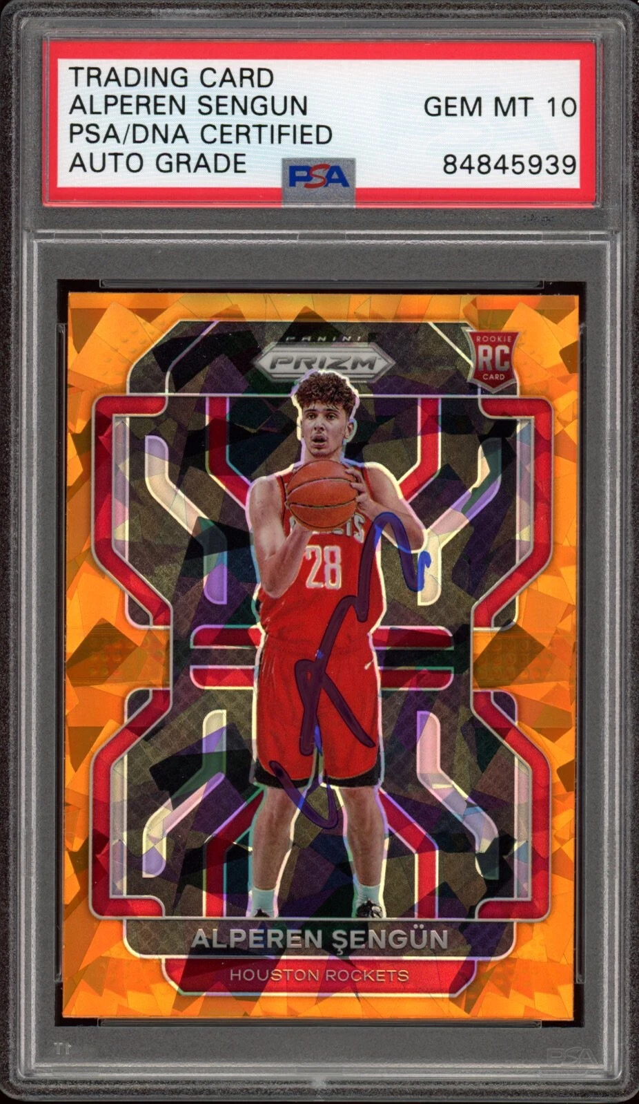 Alperen Sengun Signed 2021 Prizm Orange Ice Rookie Card #318 Psa GEM MT 10 AUTO