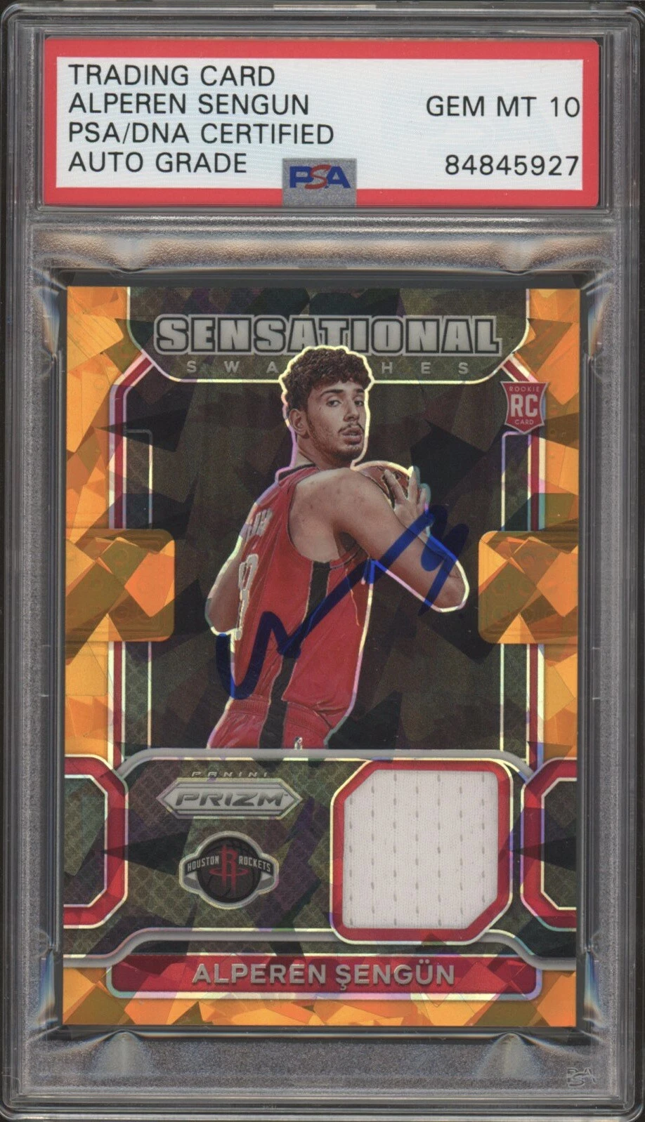 Alperen Sengun Signed 2021 Prizm Sensational Orange Ice RPA Psa GEM 10 AUTO RC