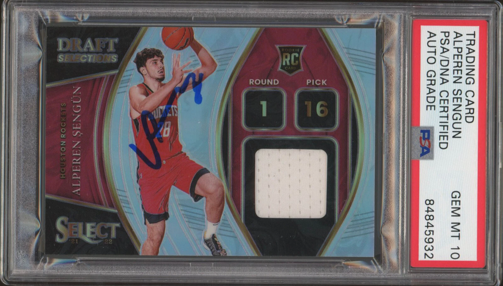 Alperen Sengun Signed 2021 Panini Select Silver Draft RPA Psa GEM MT 10 AUTO RC