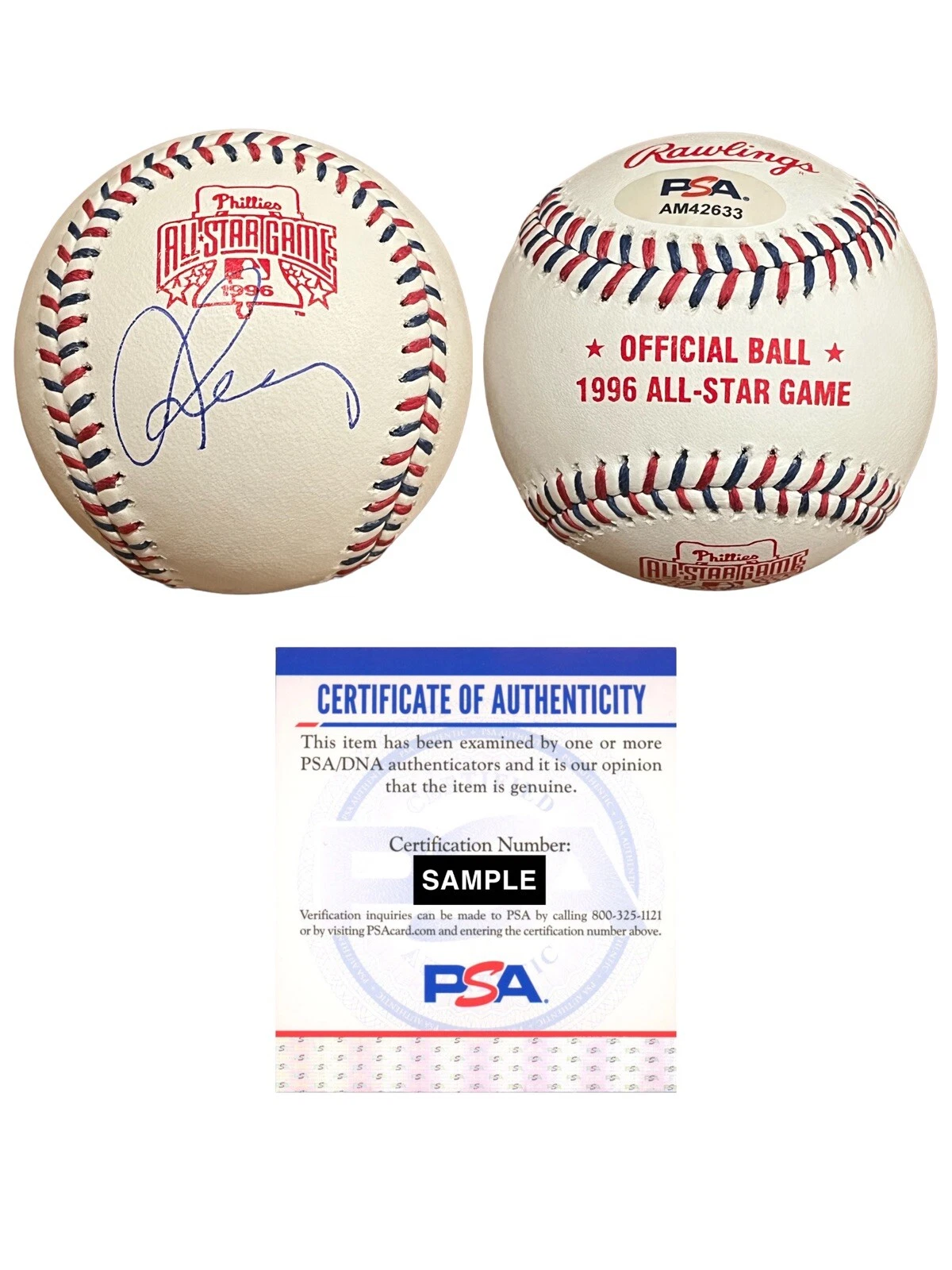 Alex Rodriguez Signed Official 1996 All Star Game Baseball Psa/Dna Coa 1st ASG
