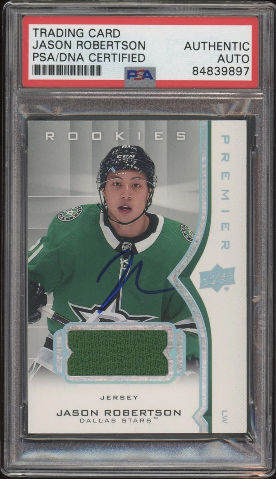 Jason Robertson Signed 2020 Upper Deck Premier Rookie Jersey RPA #69 Psa/Dna RC