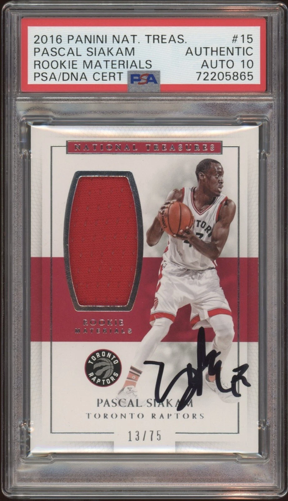 2016 Panini National Treasures Pascal Siakam Rookie RPA /75 Psa GEM MINT 10 AUTO