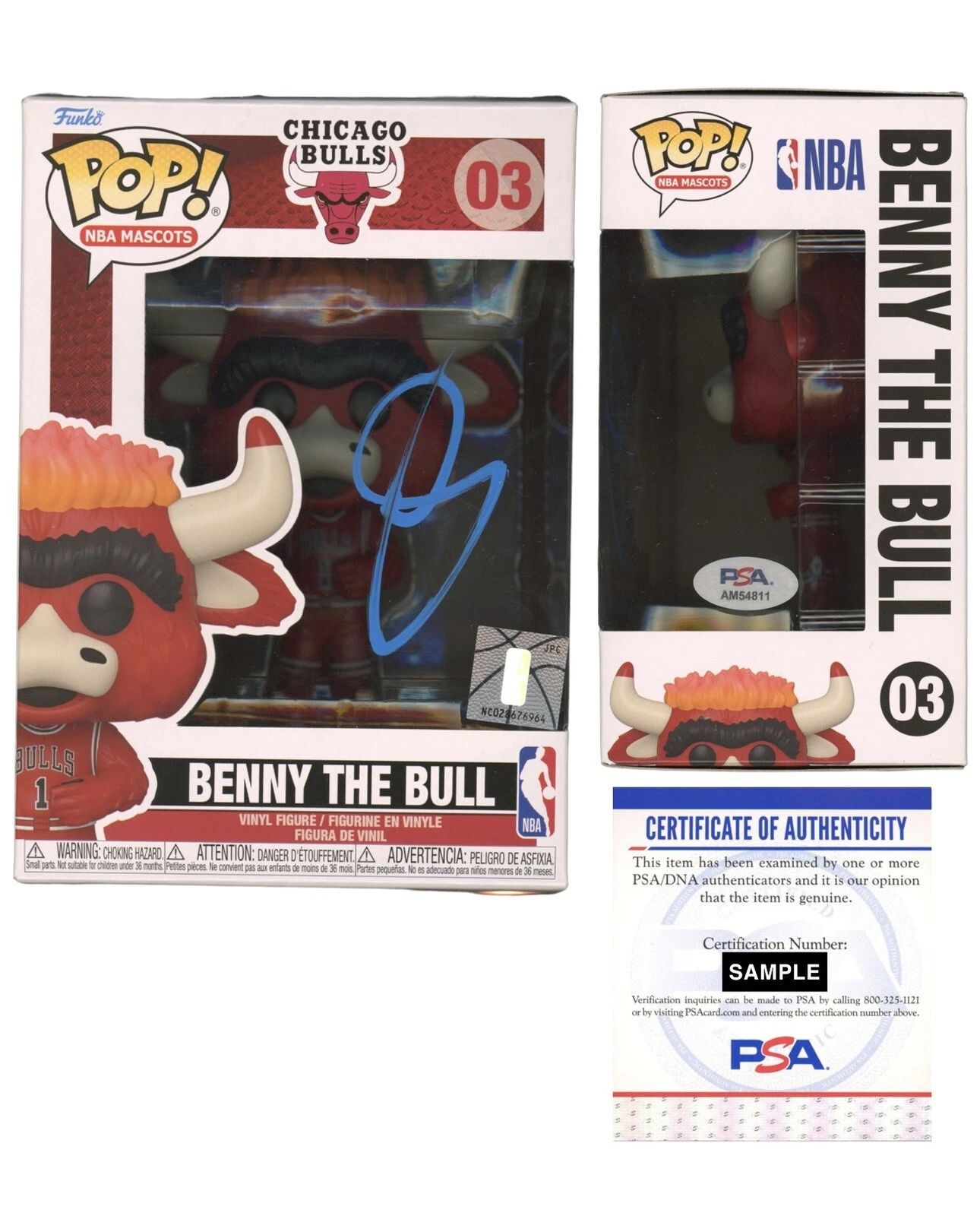 DeMar DeRozan Signed NBA Benny The Bull Funko Pop Auto #03 Psa/Dna Chicago Bulls