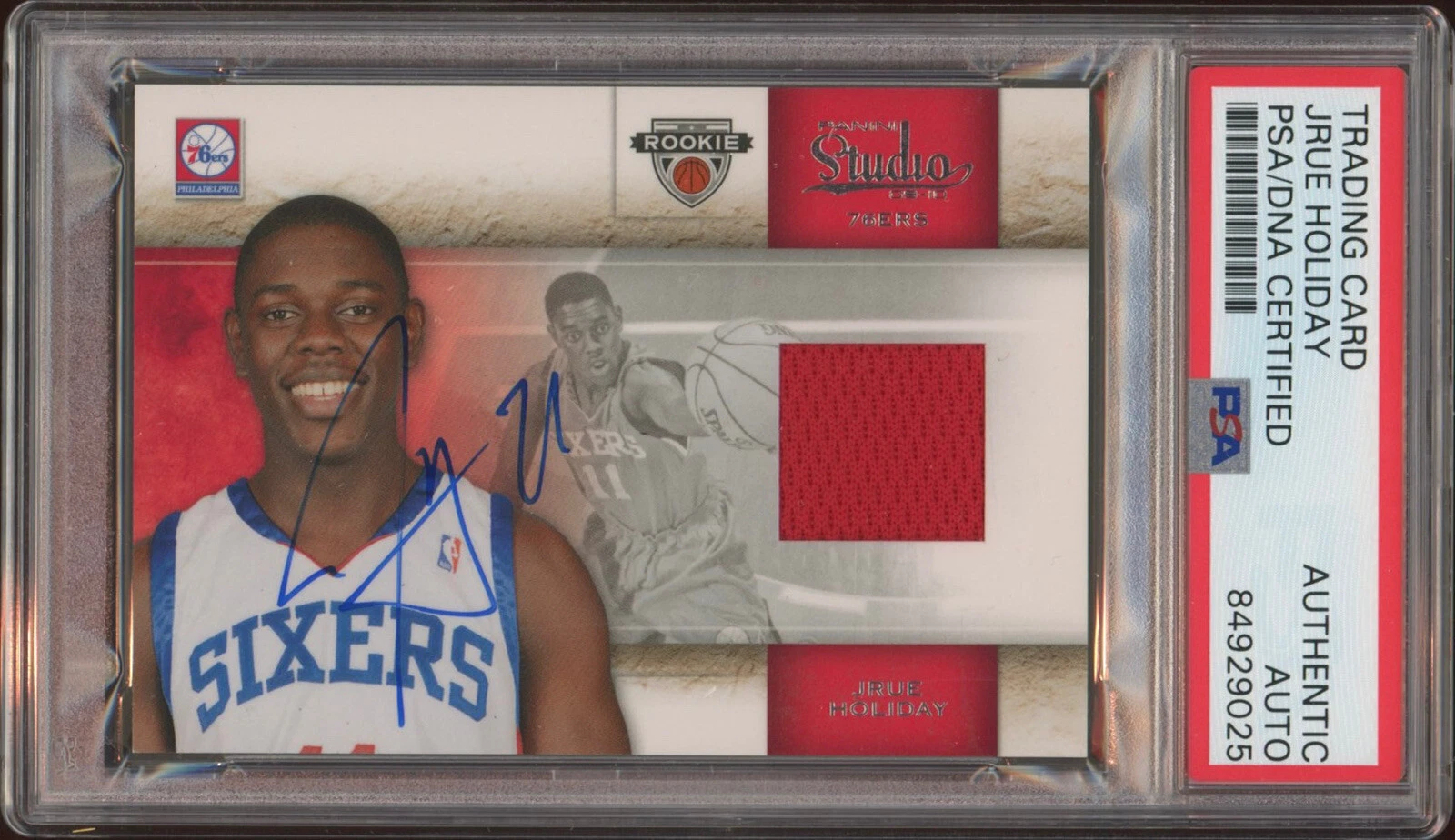 Jrue Holiday Signed 2009 Panini Studio Rookie Relic RPA /249 Psa/Dna Auto RC