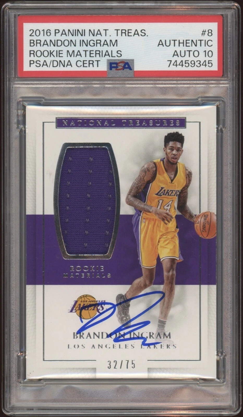 2016 Panini National Treasures Brandon Ingram Rookie RPA /75 Psa GEM MT 10 AUTO