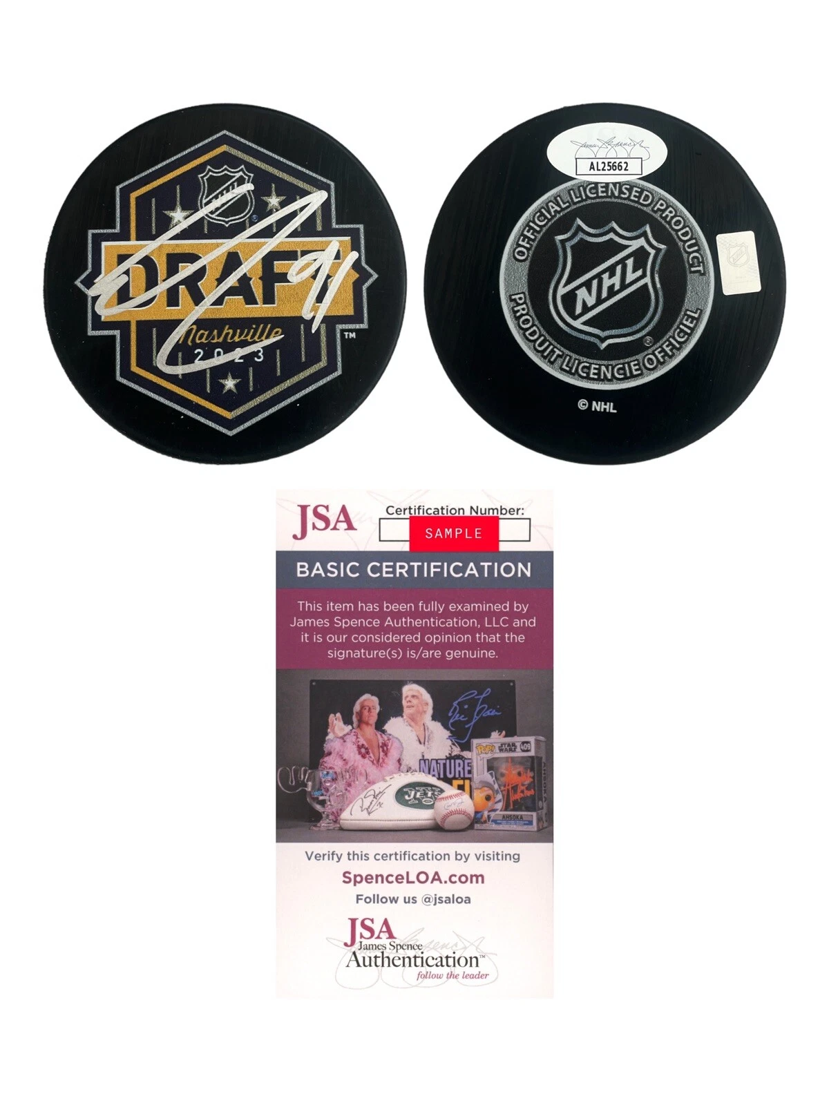 Leo Carlsson Signed Autograph 2023 NHL Draft Puck Anaheim Ducks #2 Pick JSA Coa