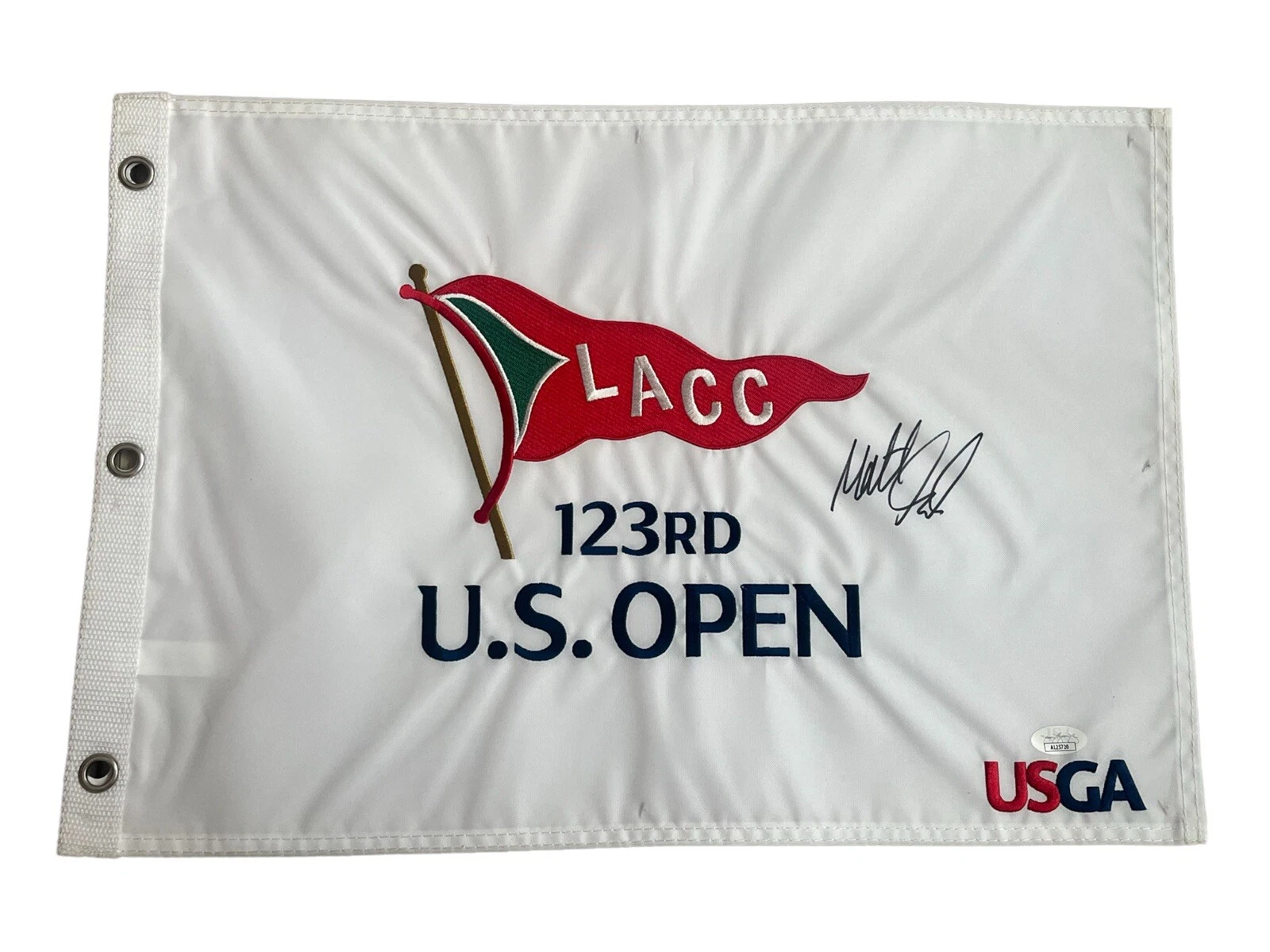 Matt Fitzpatrick Signed Auto 2023 123rd US Open Championship Pin Flag LACC JSA