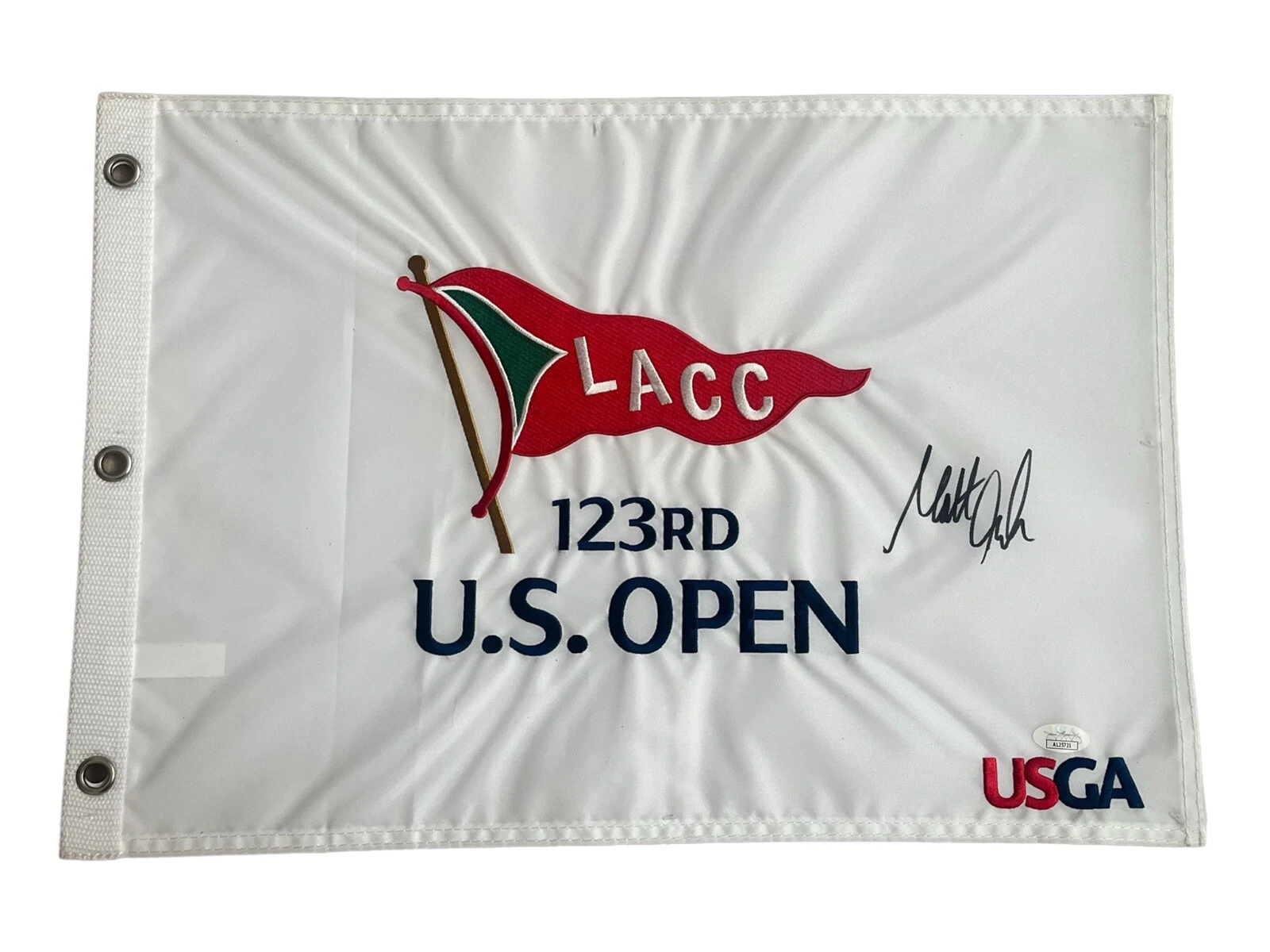 Matt Fitzpatrick Signed Auto 2023 123rd US Open Championship Pin Flag LACC JSA