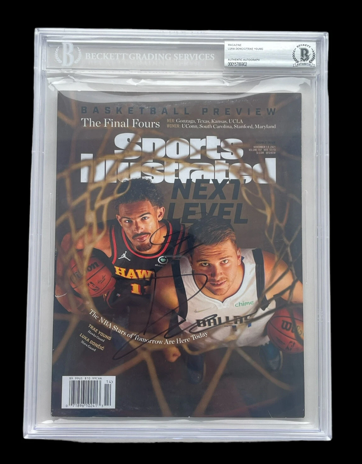 Luka Doncic + Trae Young Signed Sports Illustrated Magazine Beckett LA LAKERS