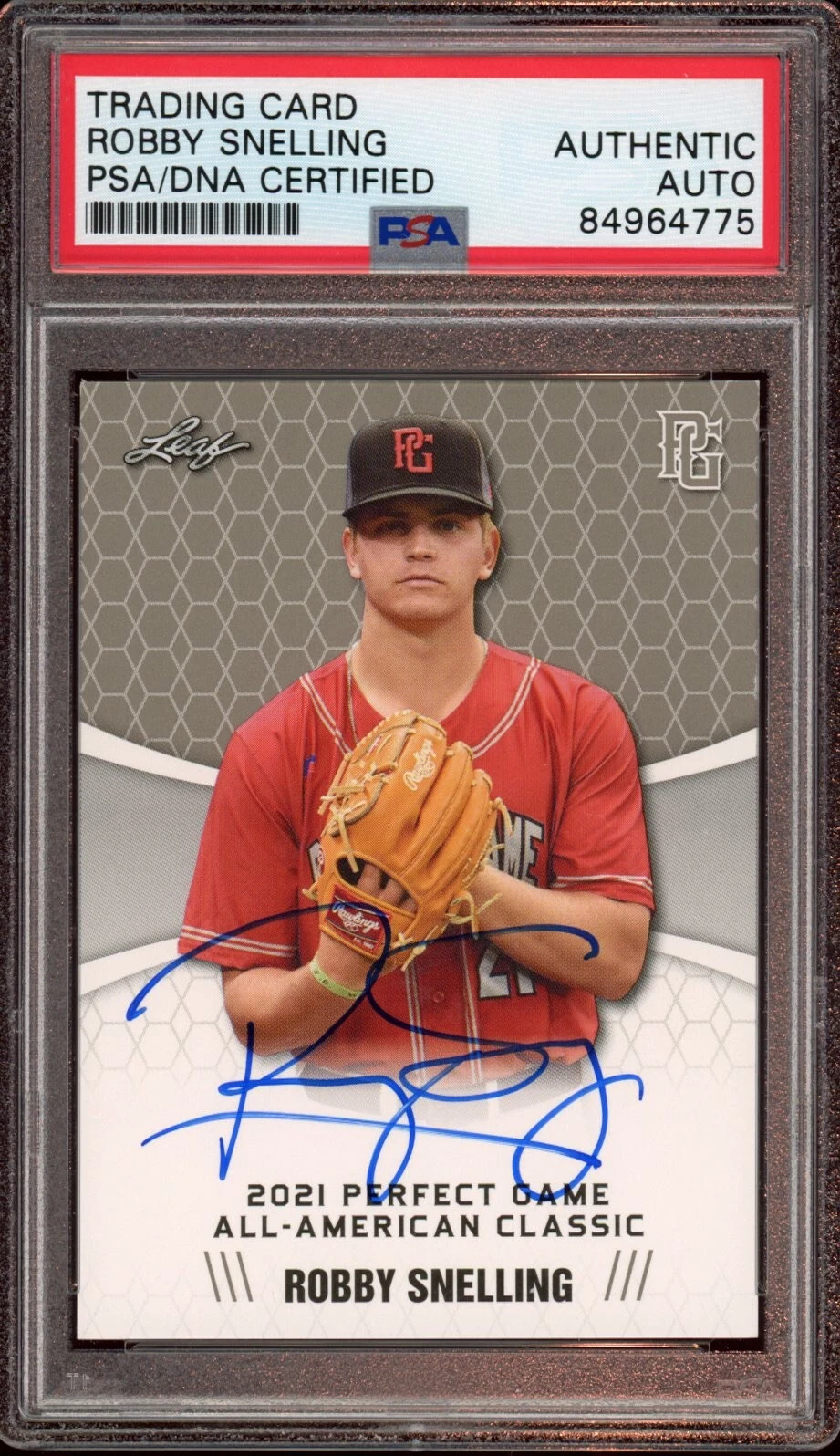 Robby Snelling Signed 2021 Perfect Game All American Classic Card Auto #51 Psa