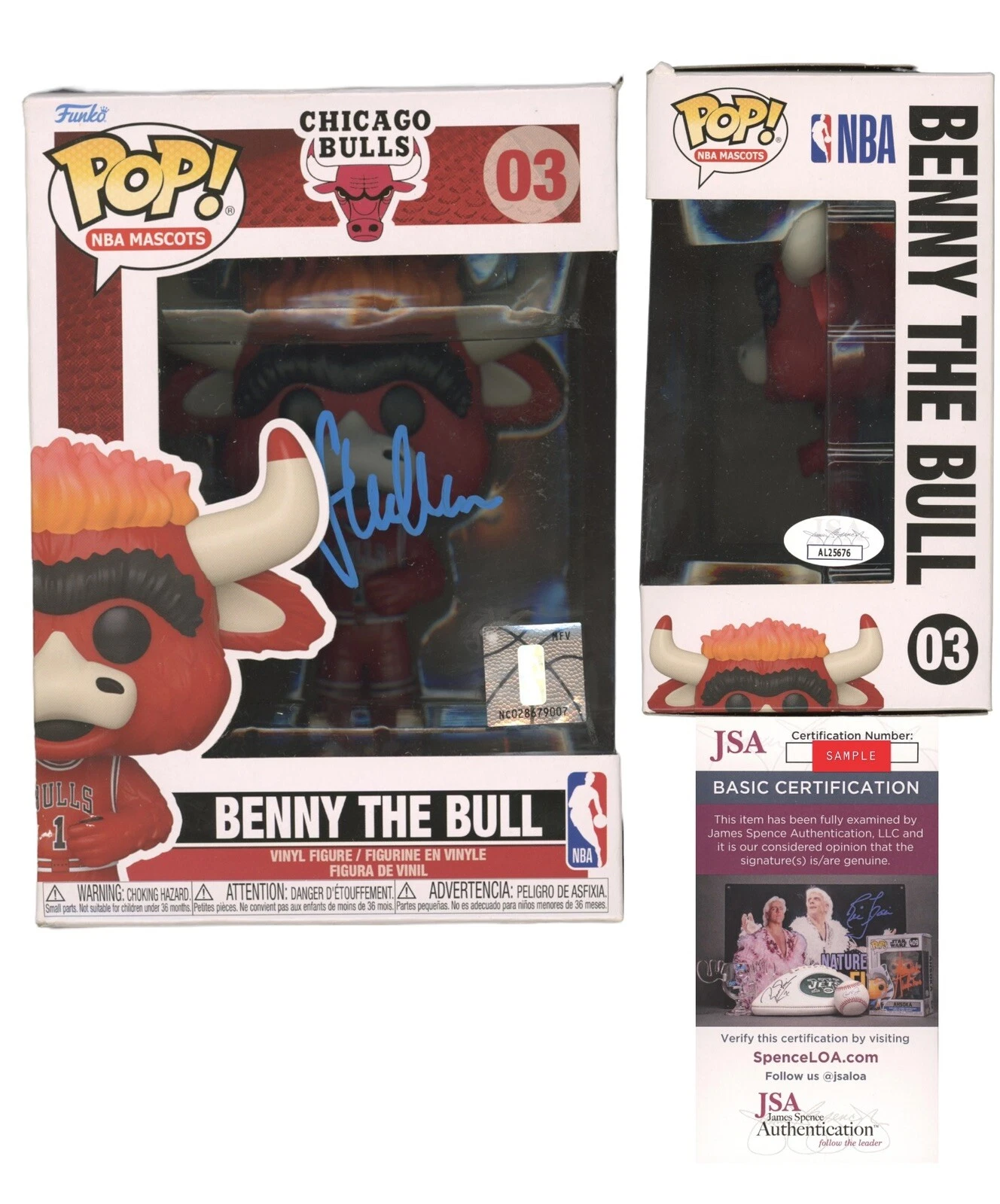 Steve Kerr Signed Autographed Benny The Bull Funko Pop #03 JSA Coa Chicago Bulls