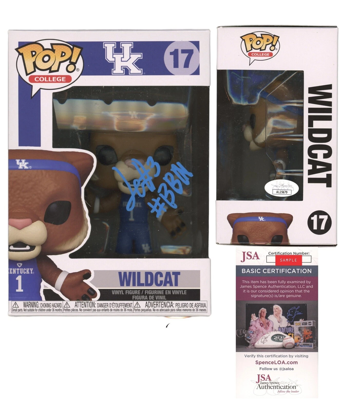 Justin Edwards Signed Auto NCAA Kentucky Wildcats Funko Pop #17 “#BBN” JSA Coa
