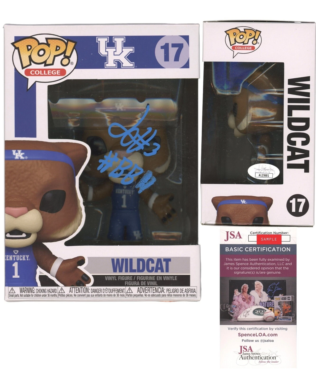 Justin Edwards Signed Auto NCAA Kentucky Wildcats Funko Pop #17 “#BBN” JSA Coa