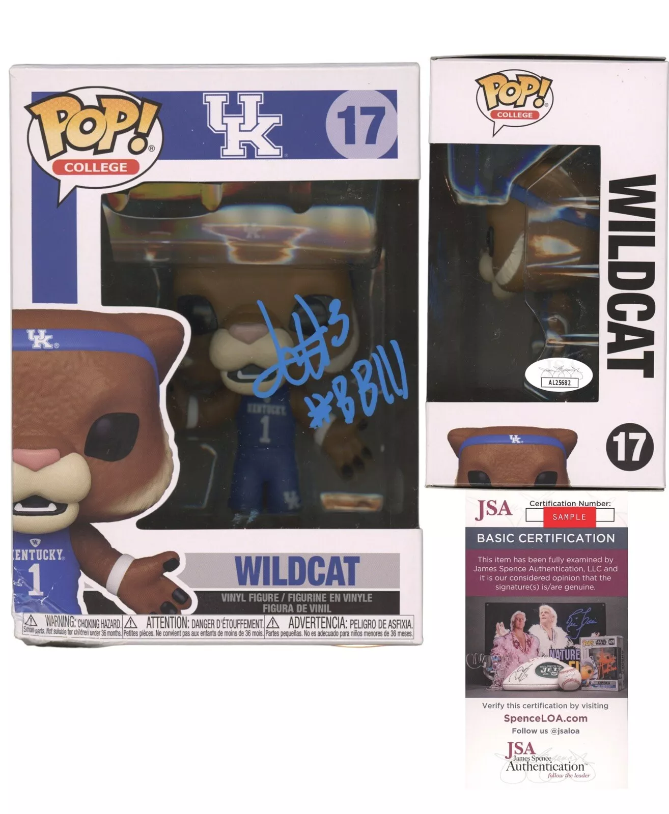 Justin Edwards Signed Auto NCAA Kentucky Wildcats Funko Pop #17 “#BBN” JSA Coa