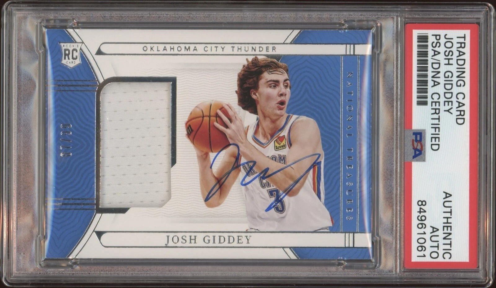 2021 Panini National Treasures Josh Giddey Rookie Materials RPA Auto /99 Psa RC
