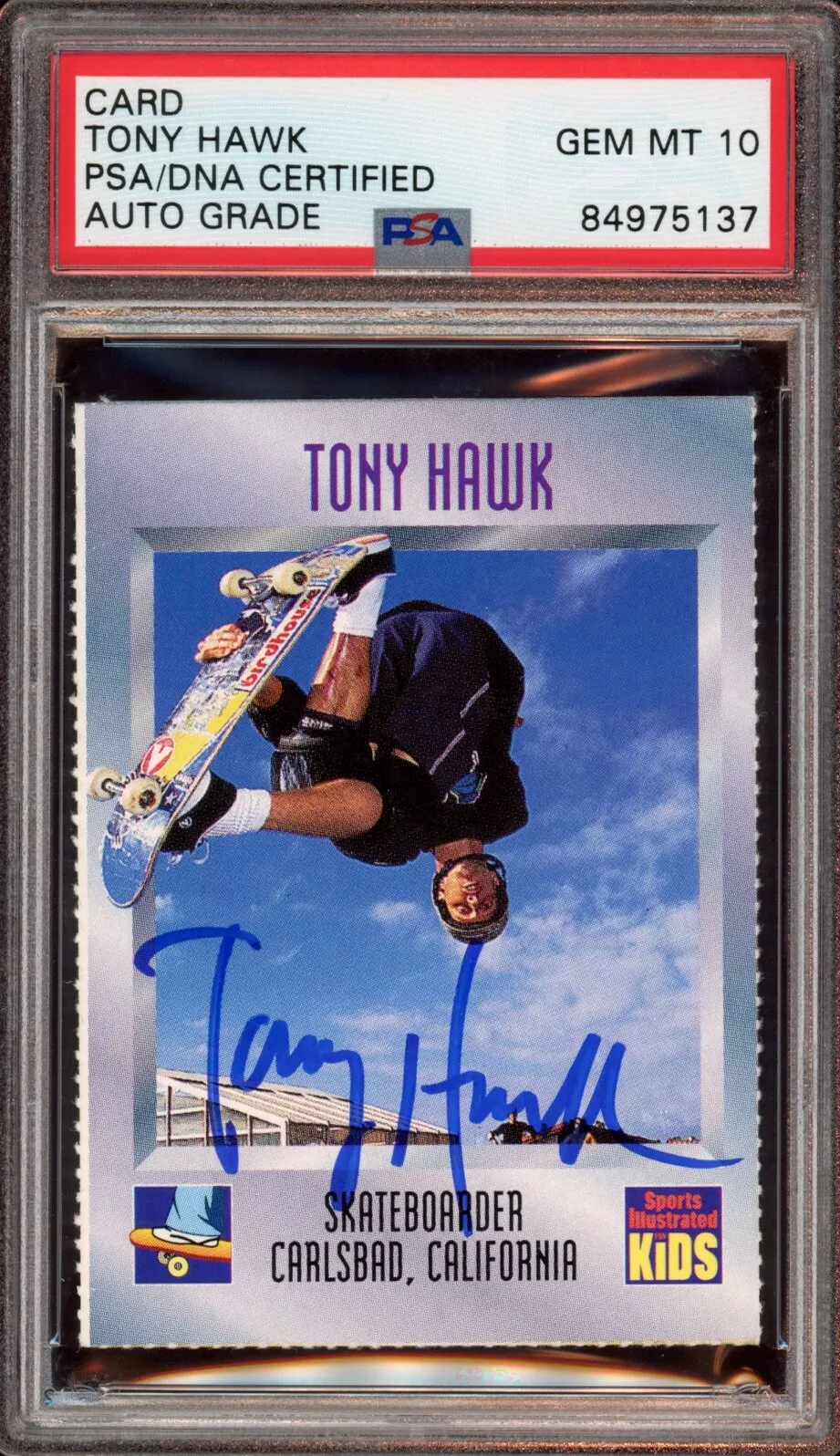 TONY HAWK SIGNED 1997 S.I. SI FOR KIDS ROOKIE CARD #579 PSA/DNA GEM MINT 10 AUTO COLLECTIBLE MEMORABILIA