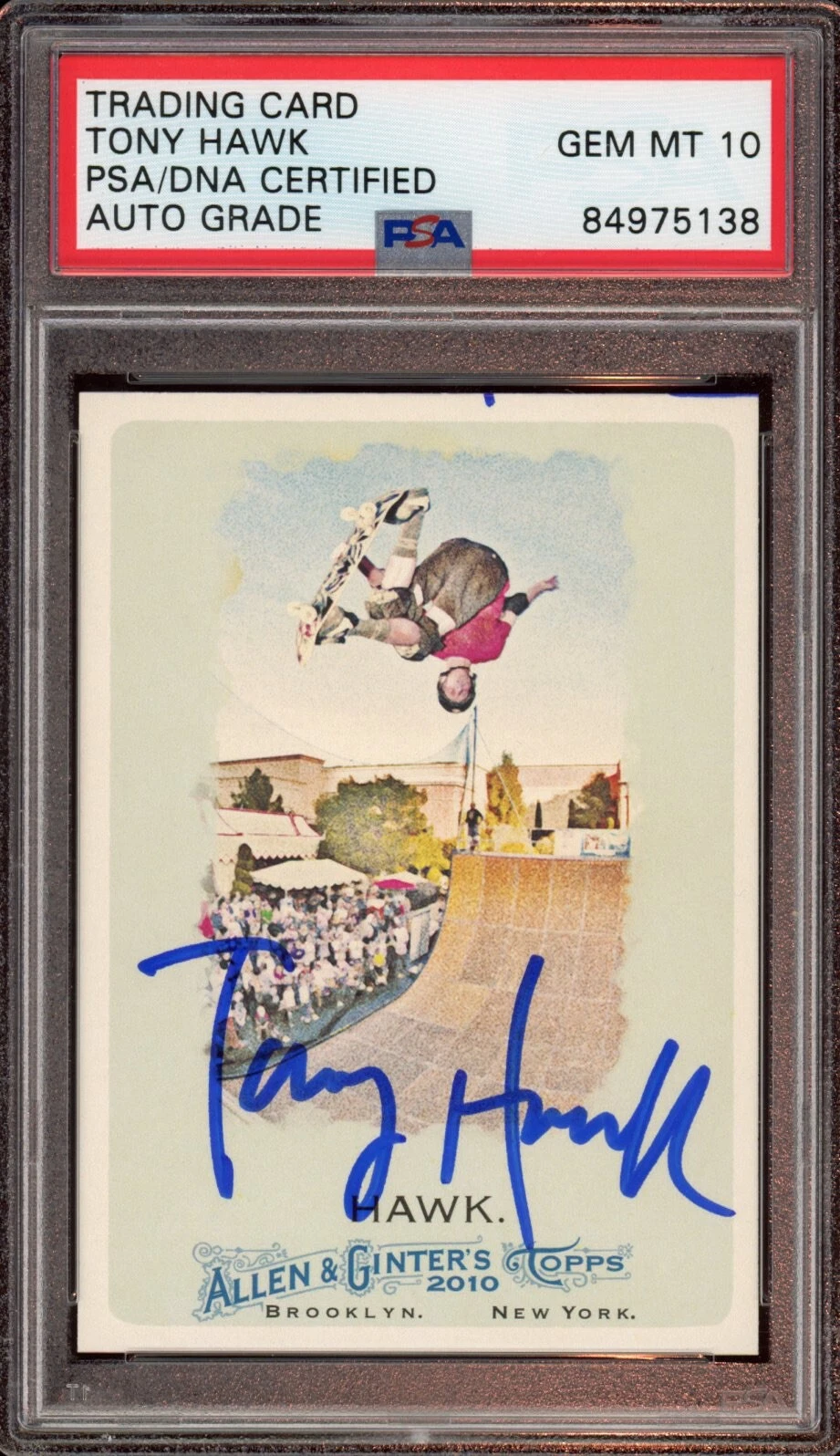 TONY HAWK SIGNED 2010 TOPPS ALLEN & GINTER ROOKIE CARD #54 PSA GEM MINT 10 AUTO COLLECTIBLE MEMORABILIA