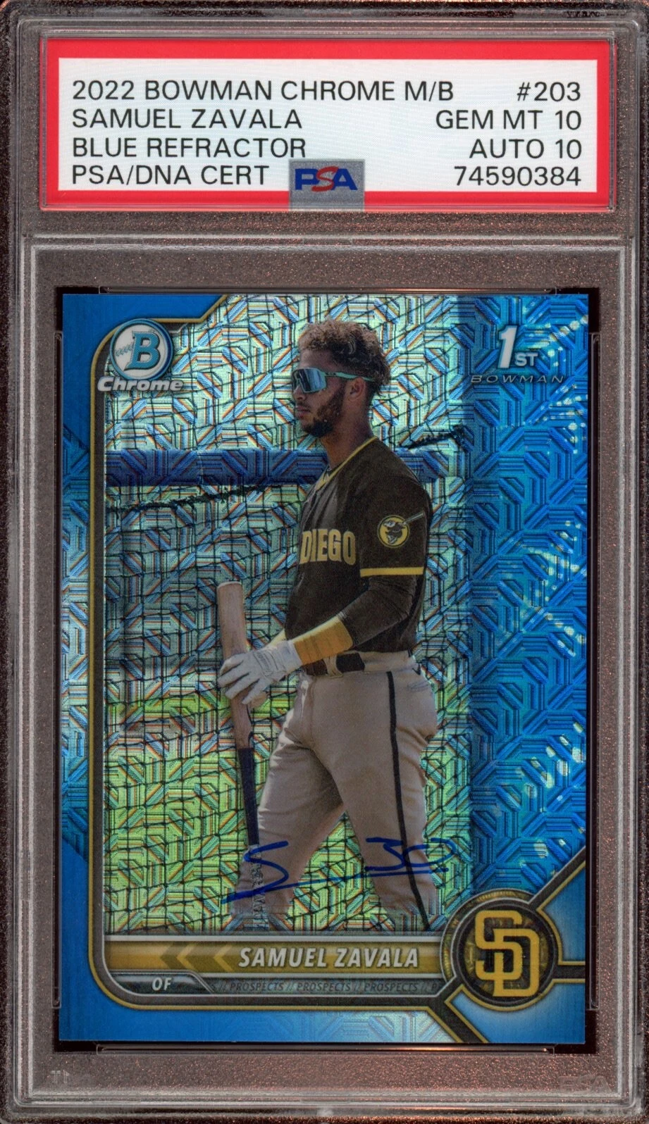 SAMUEL ZAVALA 2022 BOWMAN CHROME BLUE MEGA BOX AUTO /150 PSA GEM MINT 10/10 COLLECTIBLE MEMORABILIA