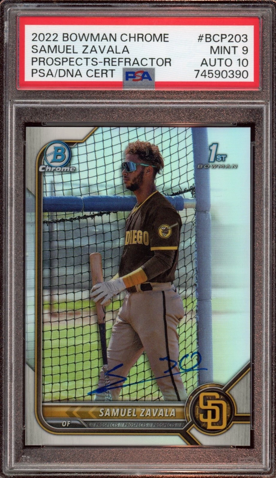 Samuel Zavala 2022 Bowman Chrome Refractor Auto /499 Psa MINT 9/GEM MINT 10