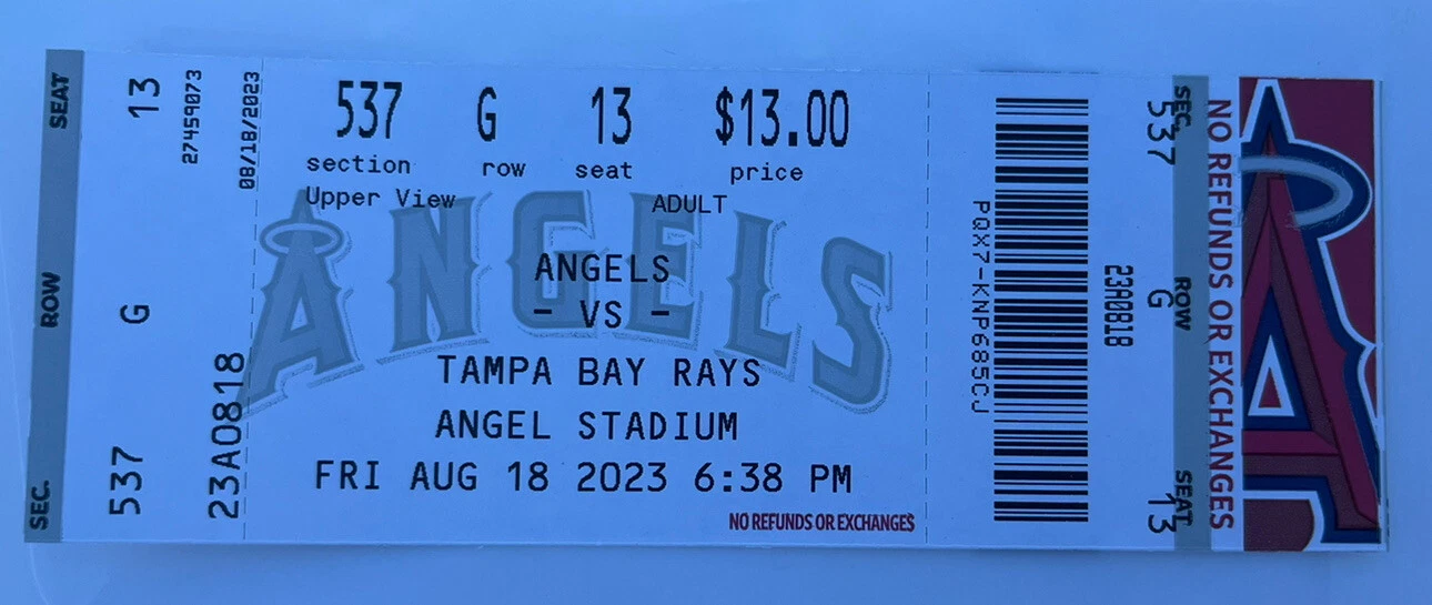 Nolan Schanuel MLB DEBUT Full Ticket Stub Angels 8/18/2023 MLB Draft MINT