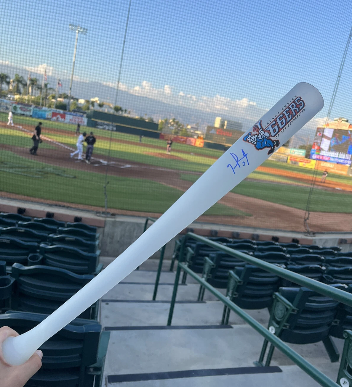 Nelson Rada Signed Auto Beverage Bat SGA 8/24/2023 Inland Empire 66ers Angels