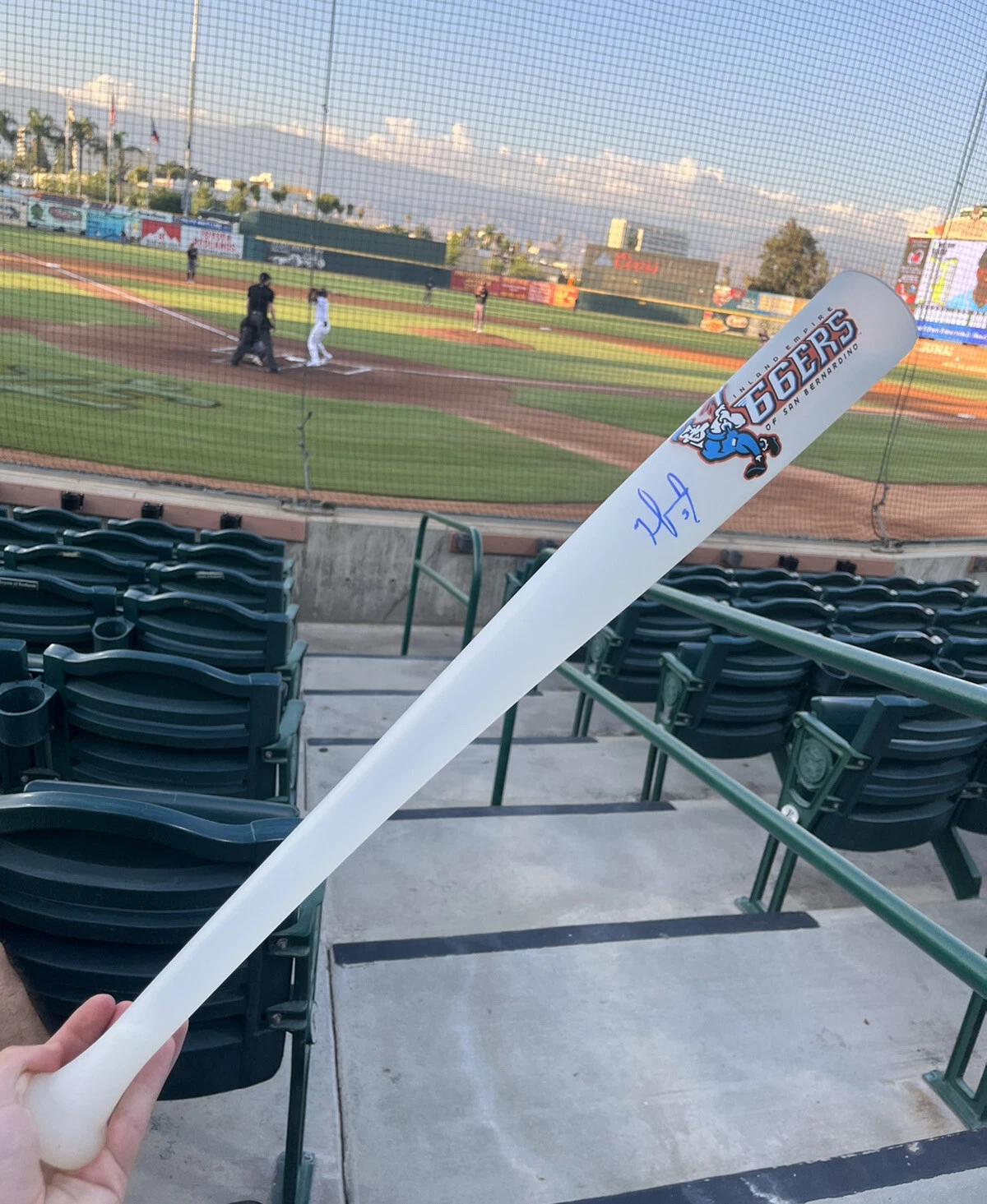 Nelson Rada Signed Auto Beverage Bat SGA 8/24/2023 Inland Empire 66ers Angels