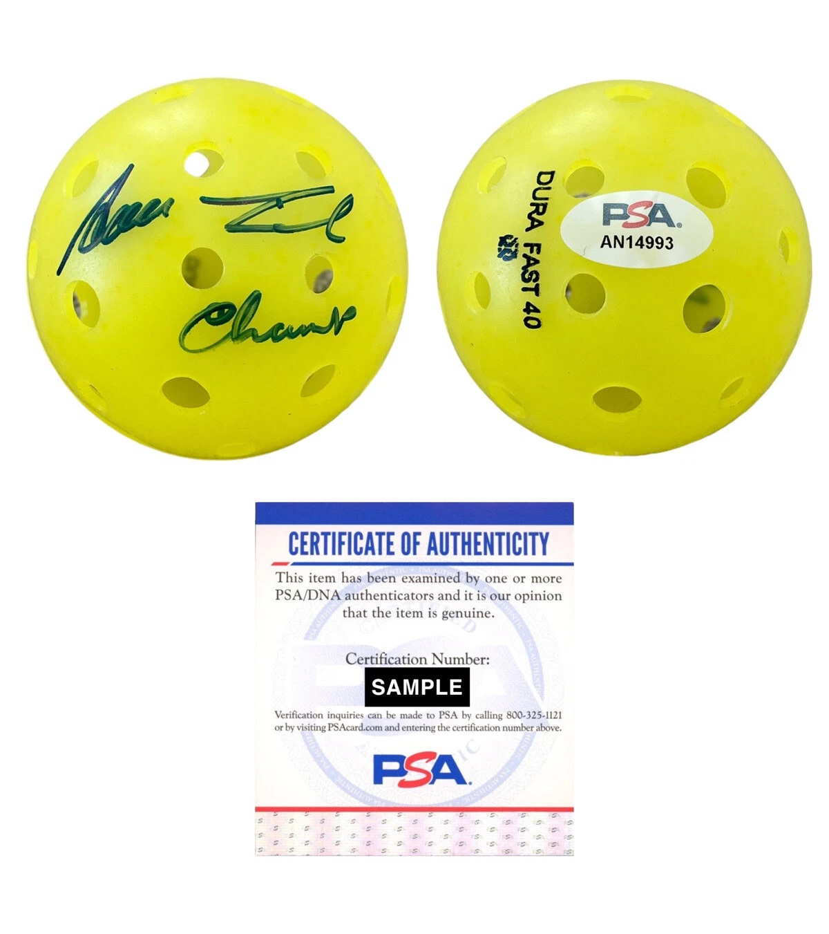 Anna Leigh Waters Signed Dura Fast 40 Pickleball “Champ” PSA/DNA Coa World #1