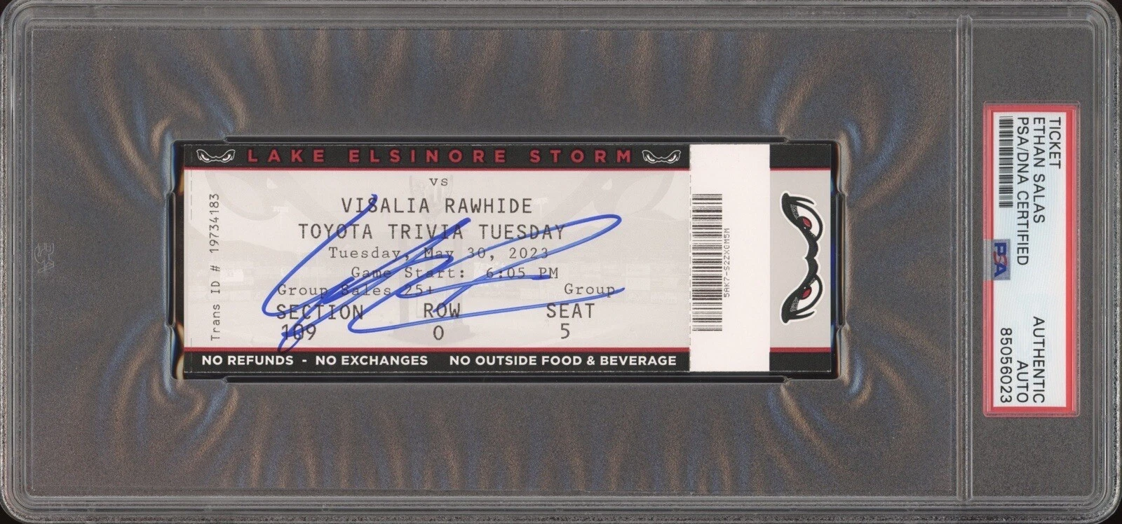 Ethan Salas Signed MILB Pro Debut Full Ticket Stub 5/30/23 Psa/Dna Auto Padres