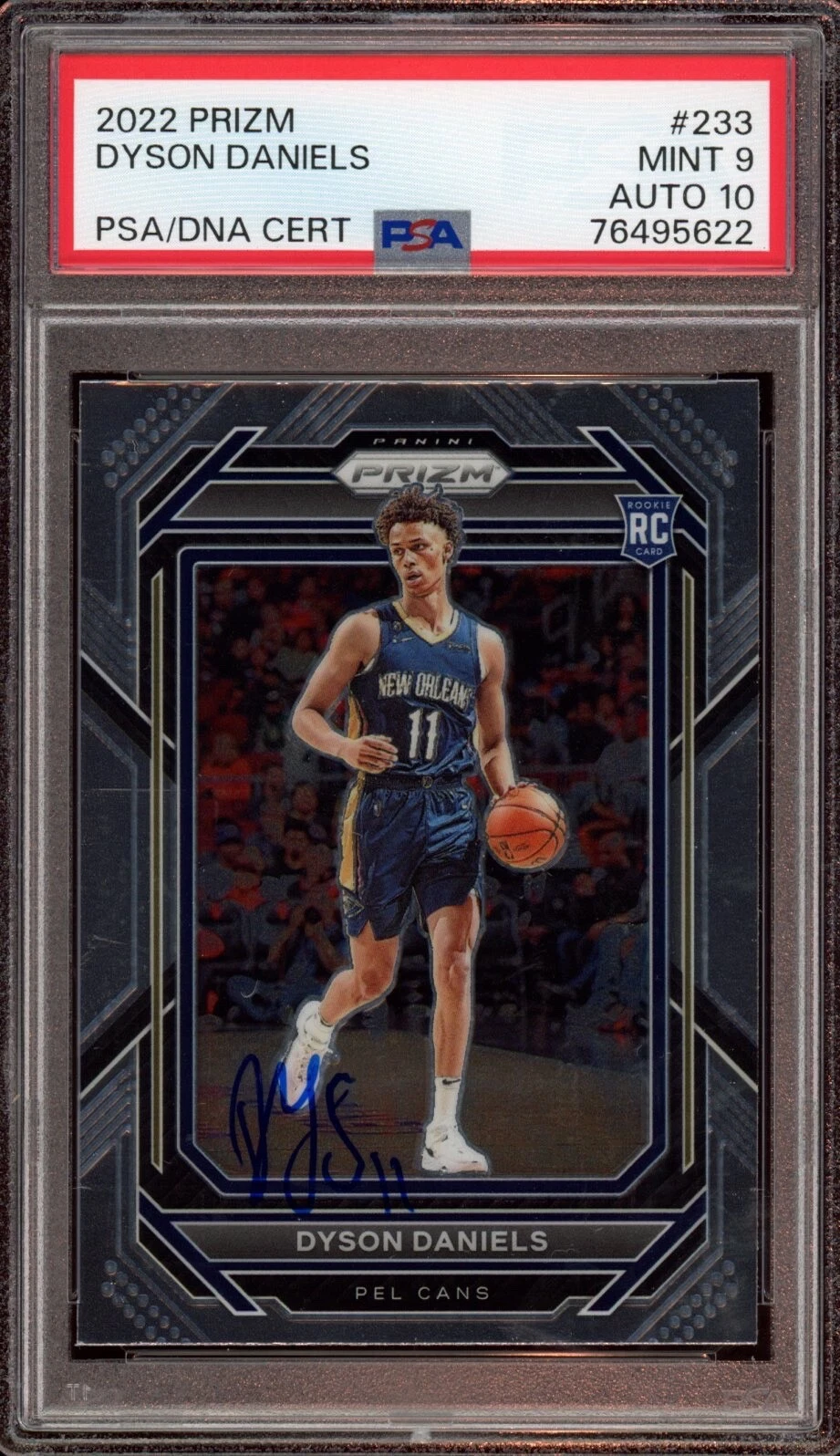 Dyson Daniels 2022 Panini Prizm Rookie Card Auto #233 Psa MINT 9/GEM MINT 10