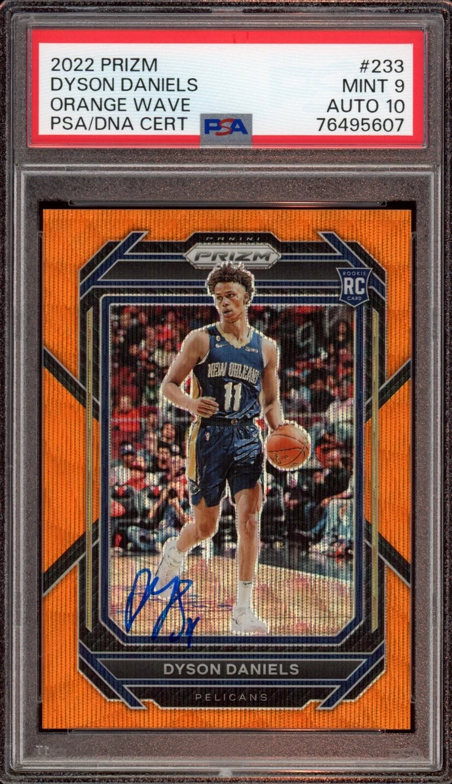 Dyson Daniels 2022 Panini Prizm Orange Wave Rookie Card Auto /60 Psa MINT 9/10