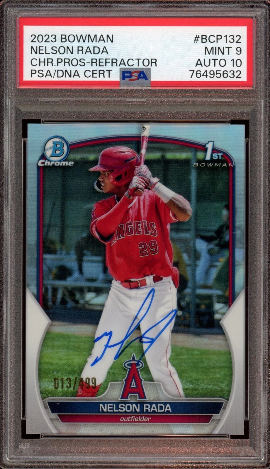 Nelson Rada 2023 Bowman Chrome Refractor Auto /499 Psa MINT 9/GEM MINT 10