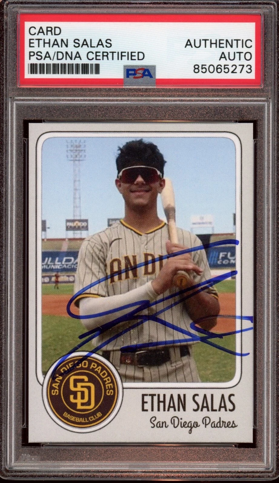 Ethan Salas Signed Custom Rookie Card Auto Psa/Dna Slab San Diego Padres RC