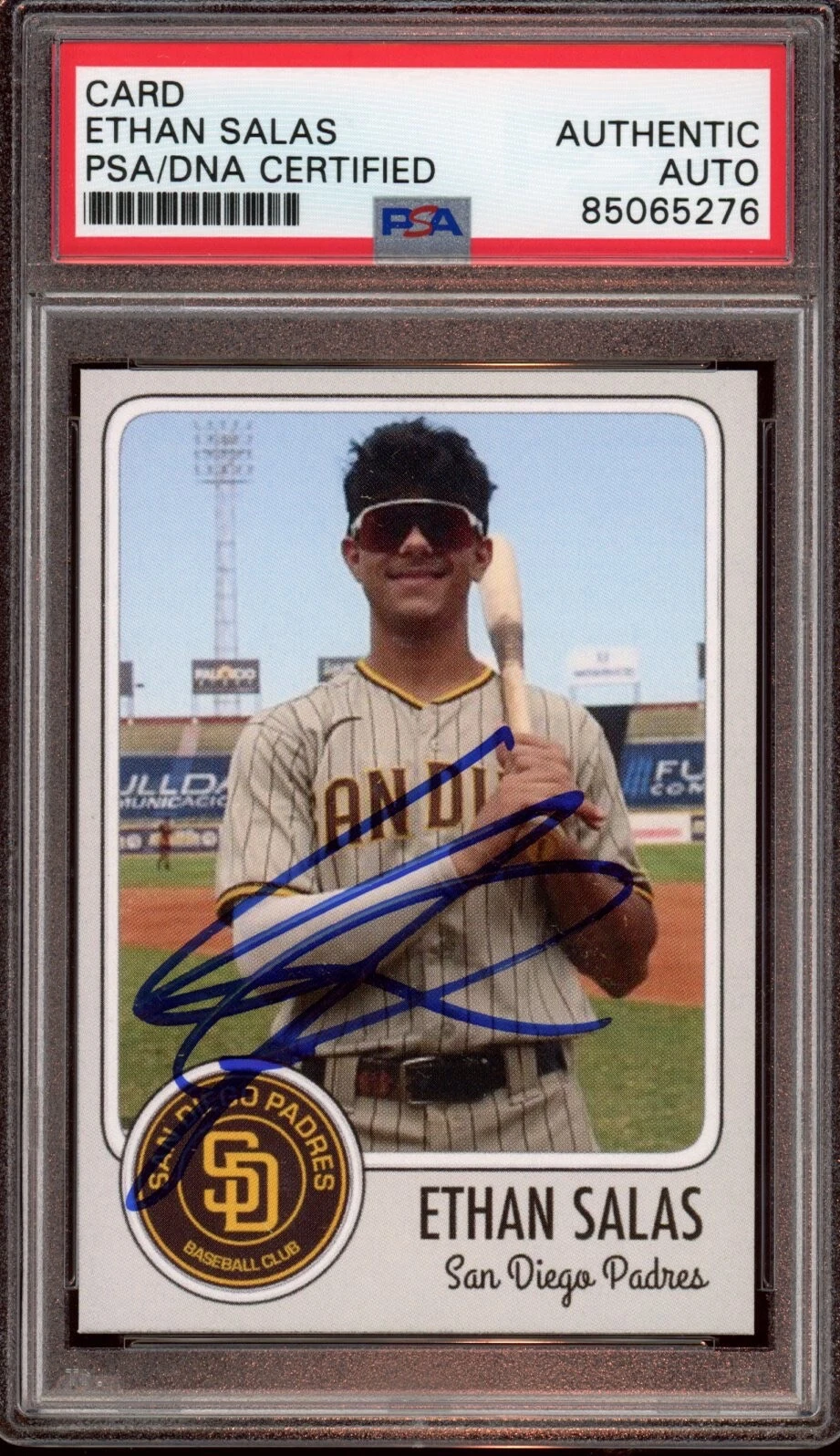 Ethan Salas Signed Custom Rookie Card Auto Psa/Dna Slab San Diego Padres RC