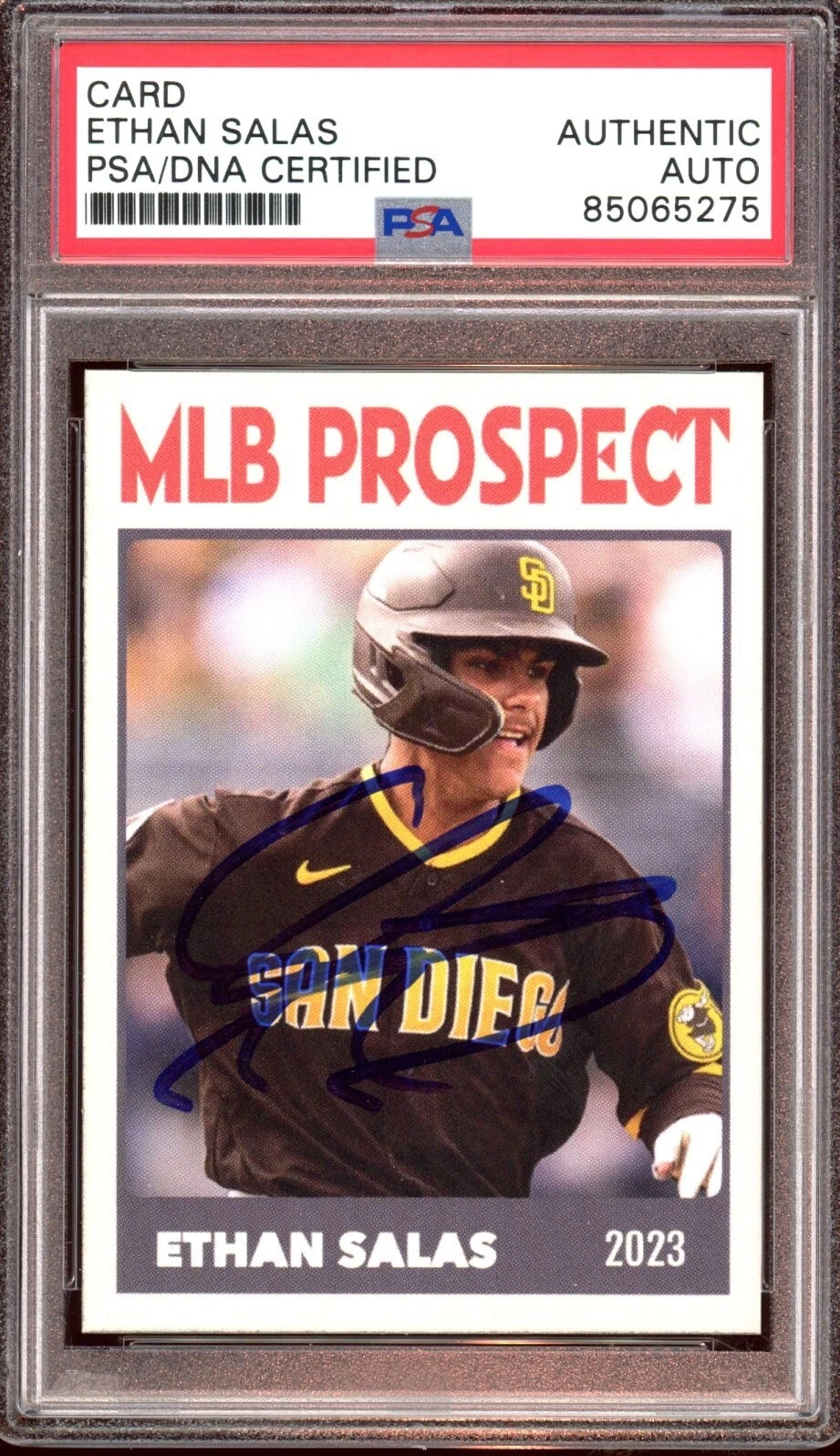 Ethan Salas Signed Custom Rookie Card Auto Psa/Dna Slab San Diego Padres RC