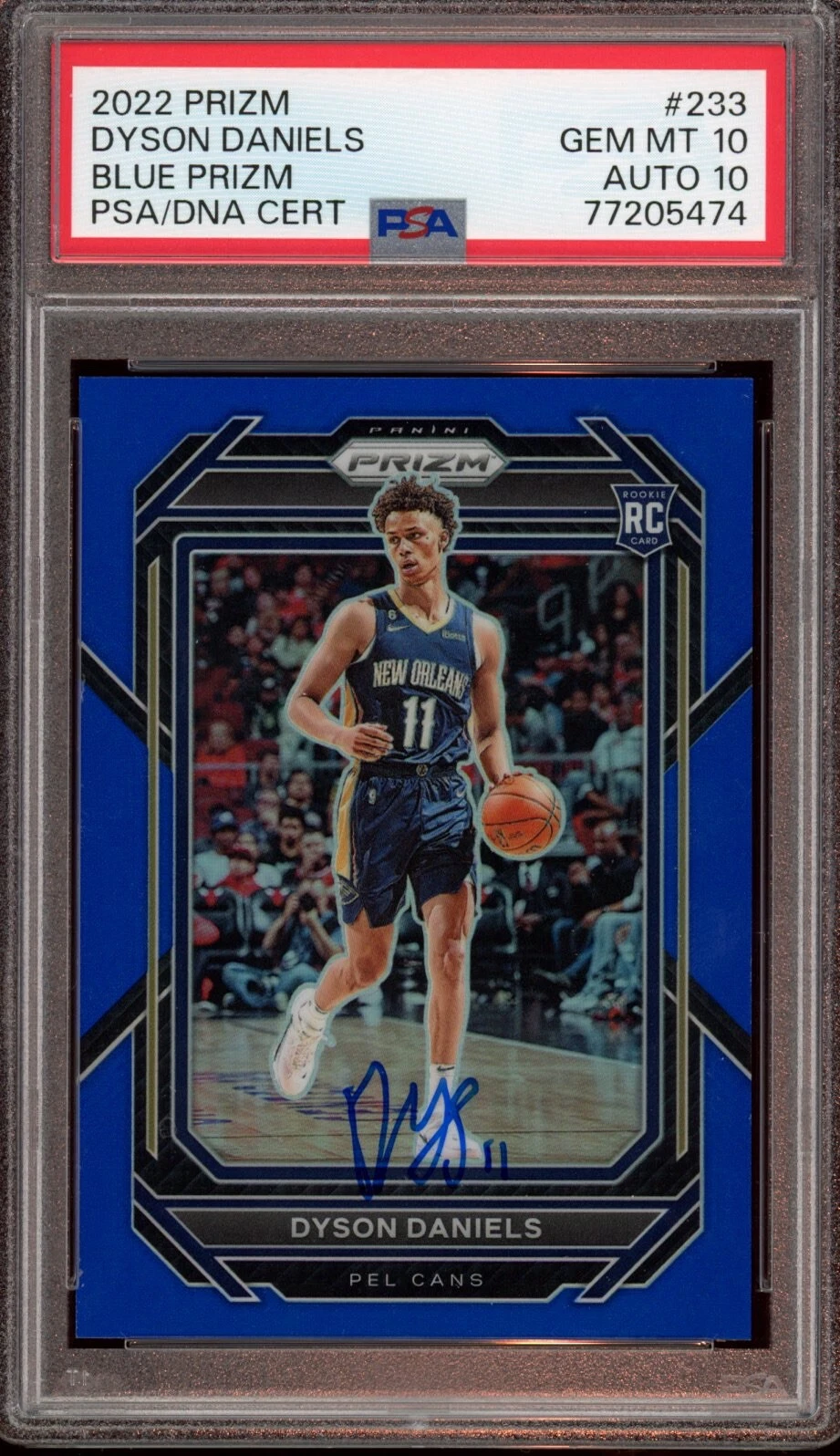Dyson Daniels 2022 Panini Prizm Blue Rookie Card Auto /199 Psa GEM MINT 10/10