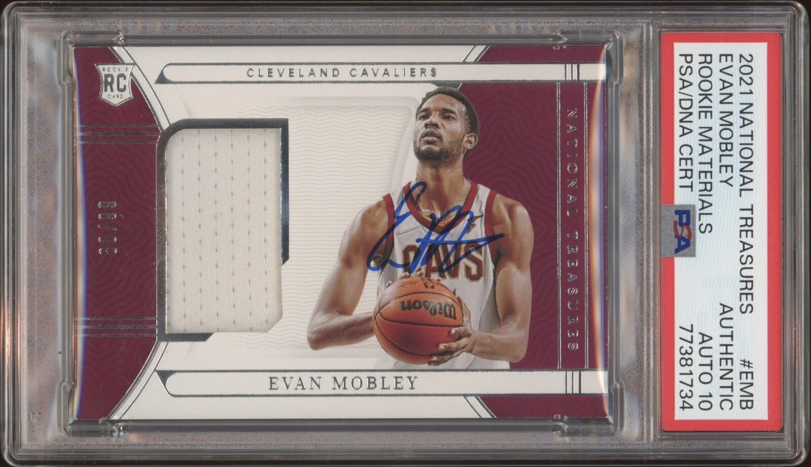 2021 Panini National Treasures Evan Mobley Rookie RPA /99 Psa GEM MINT 10 AUTO