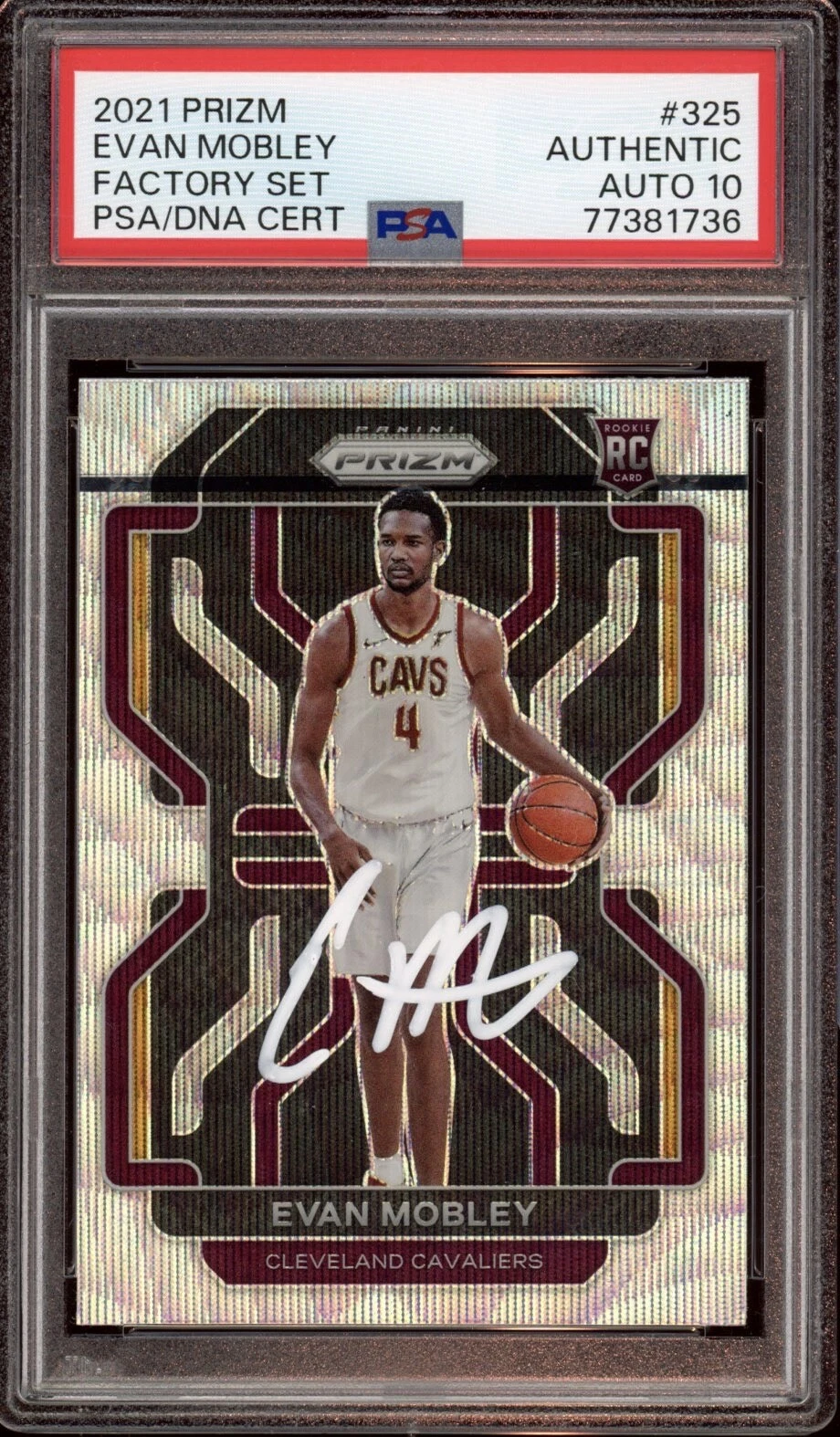 Evan Mobley Signed 2021 Panini Premium Factory Prizm #325 Psa GEM MINT 10 AUTO