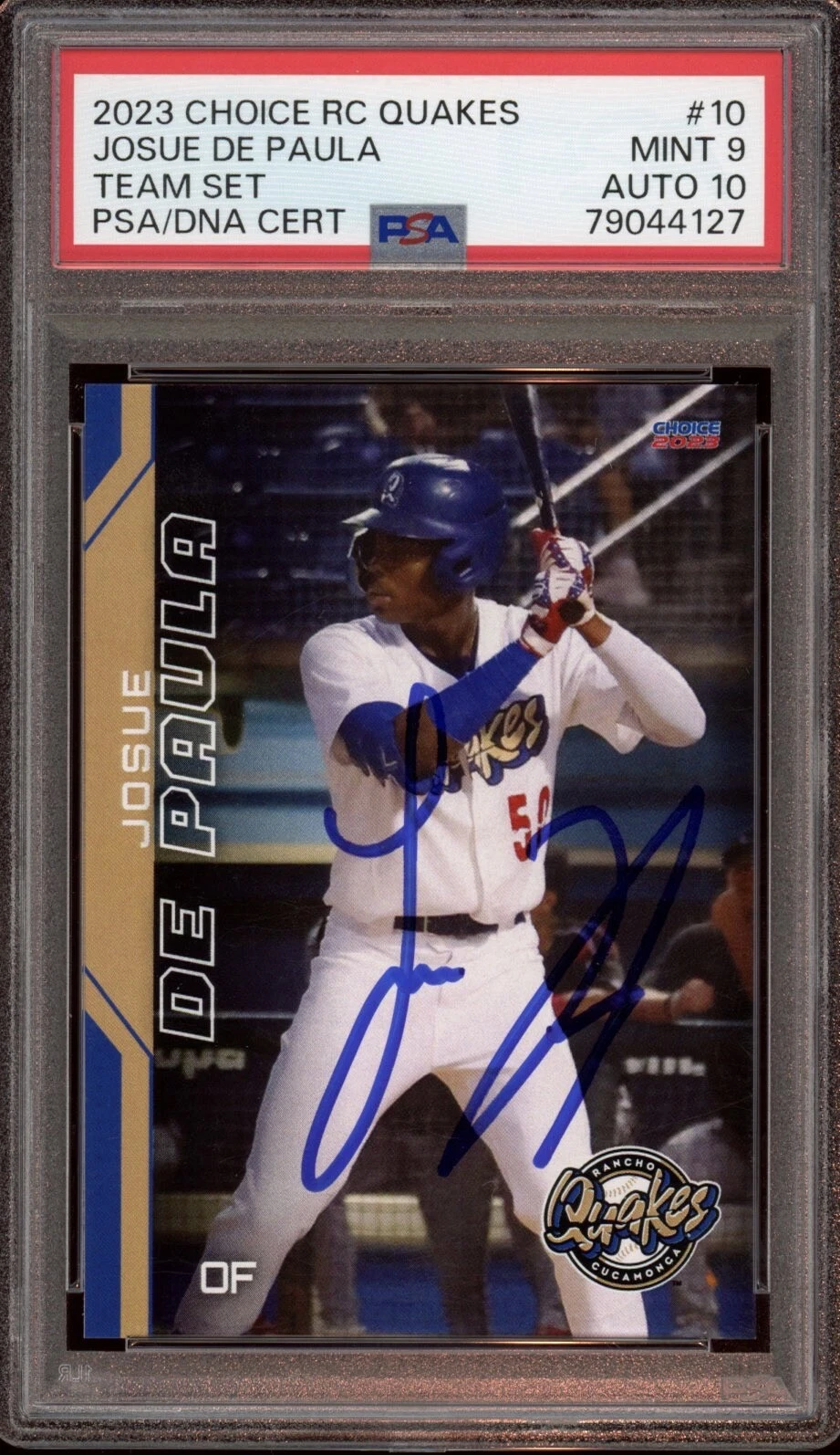 2023 Choice RC Quakes #10 Josue De Paula Team Card Auto Psa MINT 9/GEM MINT 10